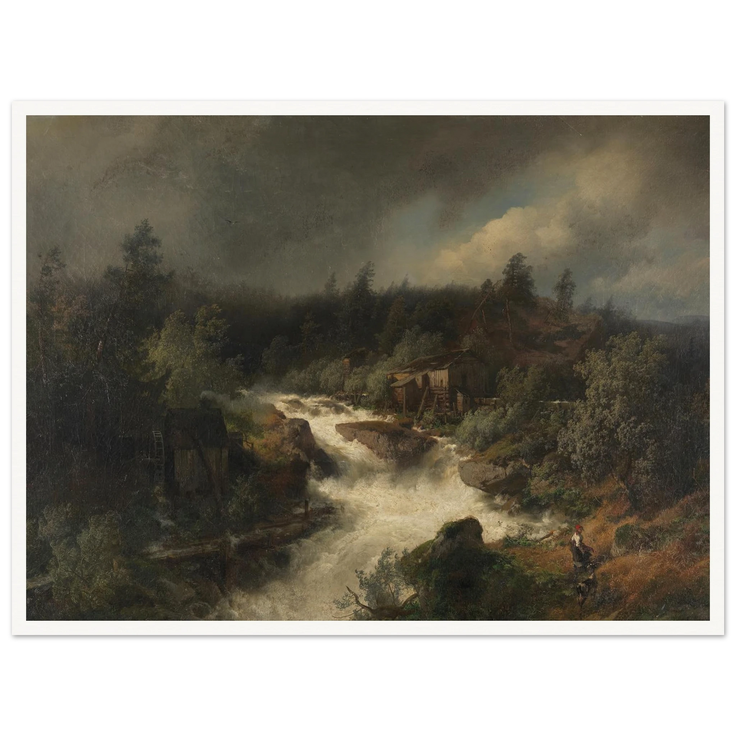 Wassermühle am tosenden Gebirgsbach (1870) Art Print | Hermann Ottomar Herzog-Quipham Collections
