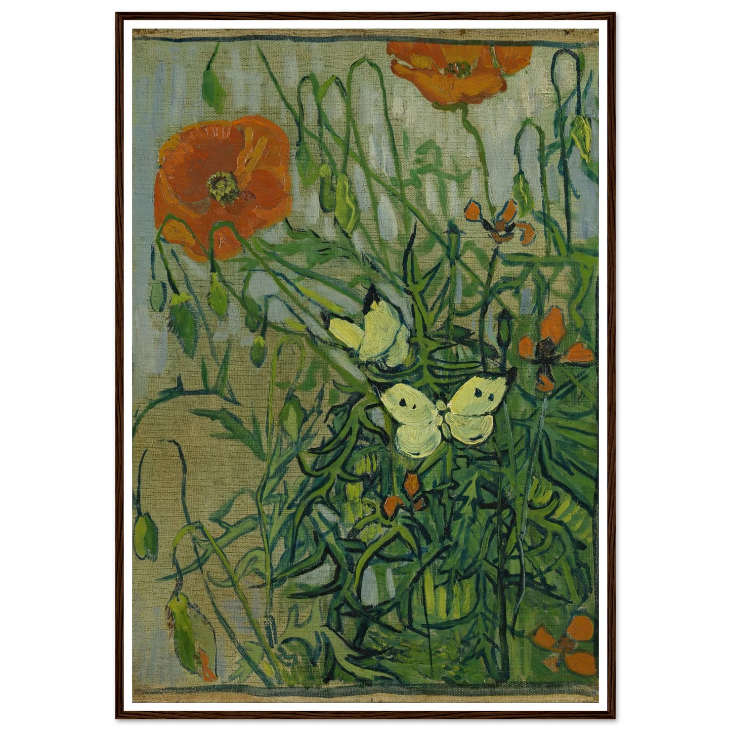 Butterflies and poppies (1890) Art Print | Vincent van Gogh-Quipham Collections