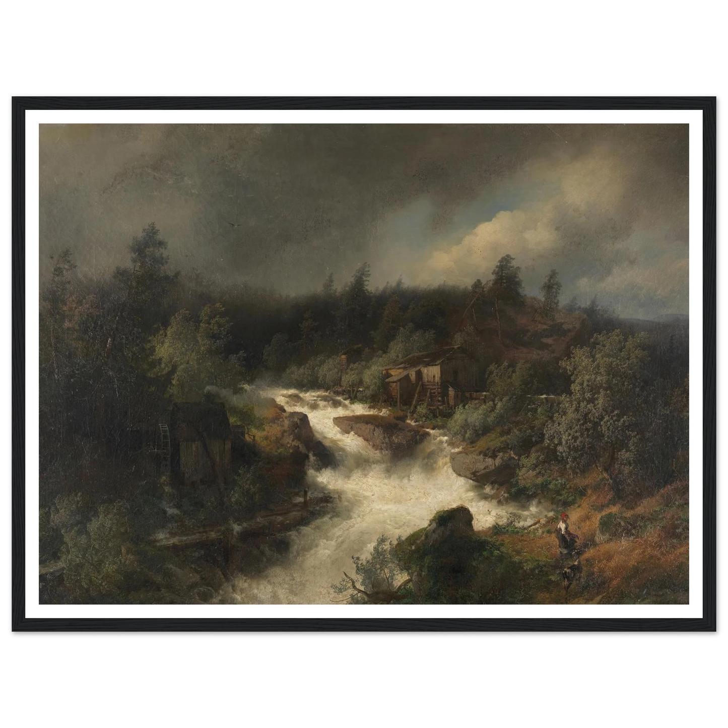 Wassermühle am tosenden Gebirgsbach (1870) Art Print | Hermann Ottomar Herzog-Quipham Collections
