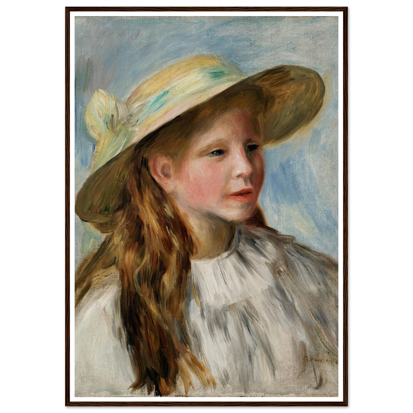 Little Girl With A Hat (Jeune Fille Au Chapeau) (1894) Art Print | Pierre Auguste Renoir-Quipham Collections