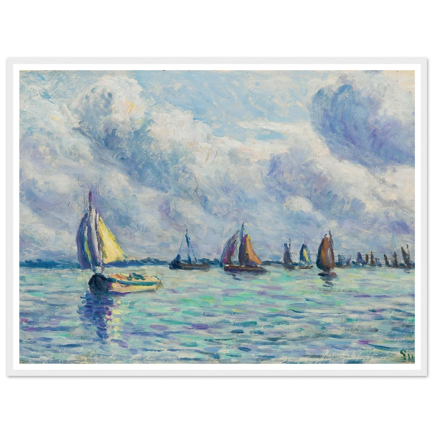 Bateaux Sur La Meuse À Rotterdam (1909) Art Print | Maximilien Luce-Quipham Collections