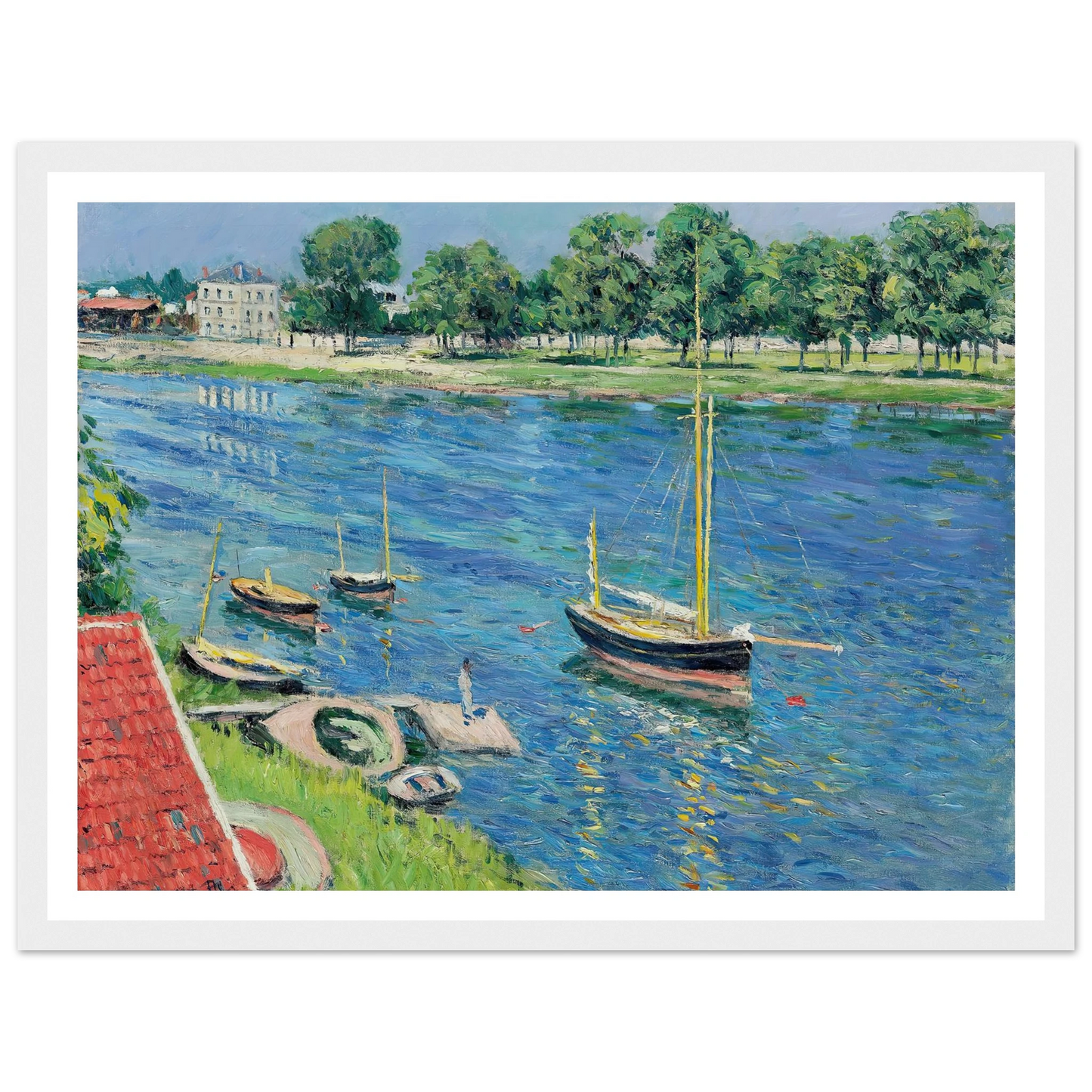 La Seine à Argenteuil, bateaux au mouillage (1883) Art Print | Gustave Caillebotte-Quipham Collections