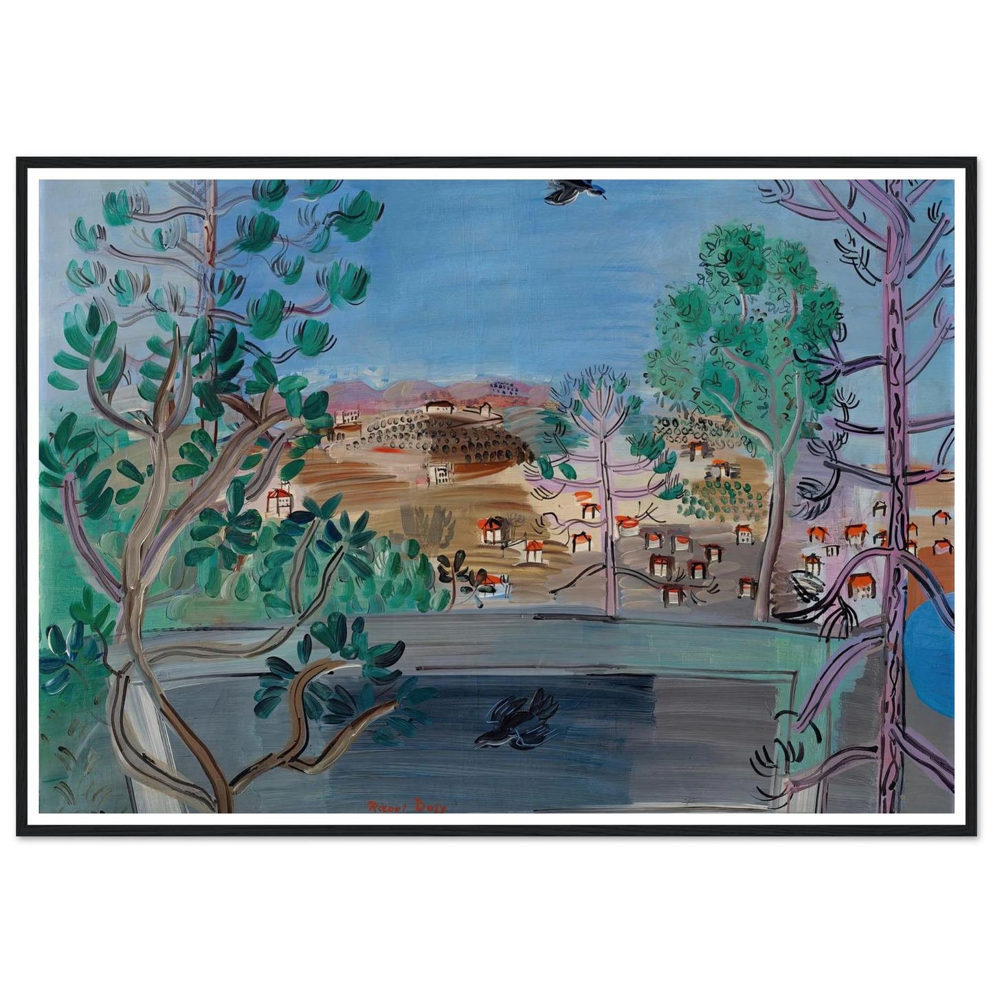 Le réservoir à Golfe-Juan, à l’oiseau (1927) Art Print | Raoul Dufy-Quipham Collections
