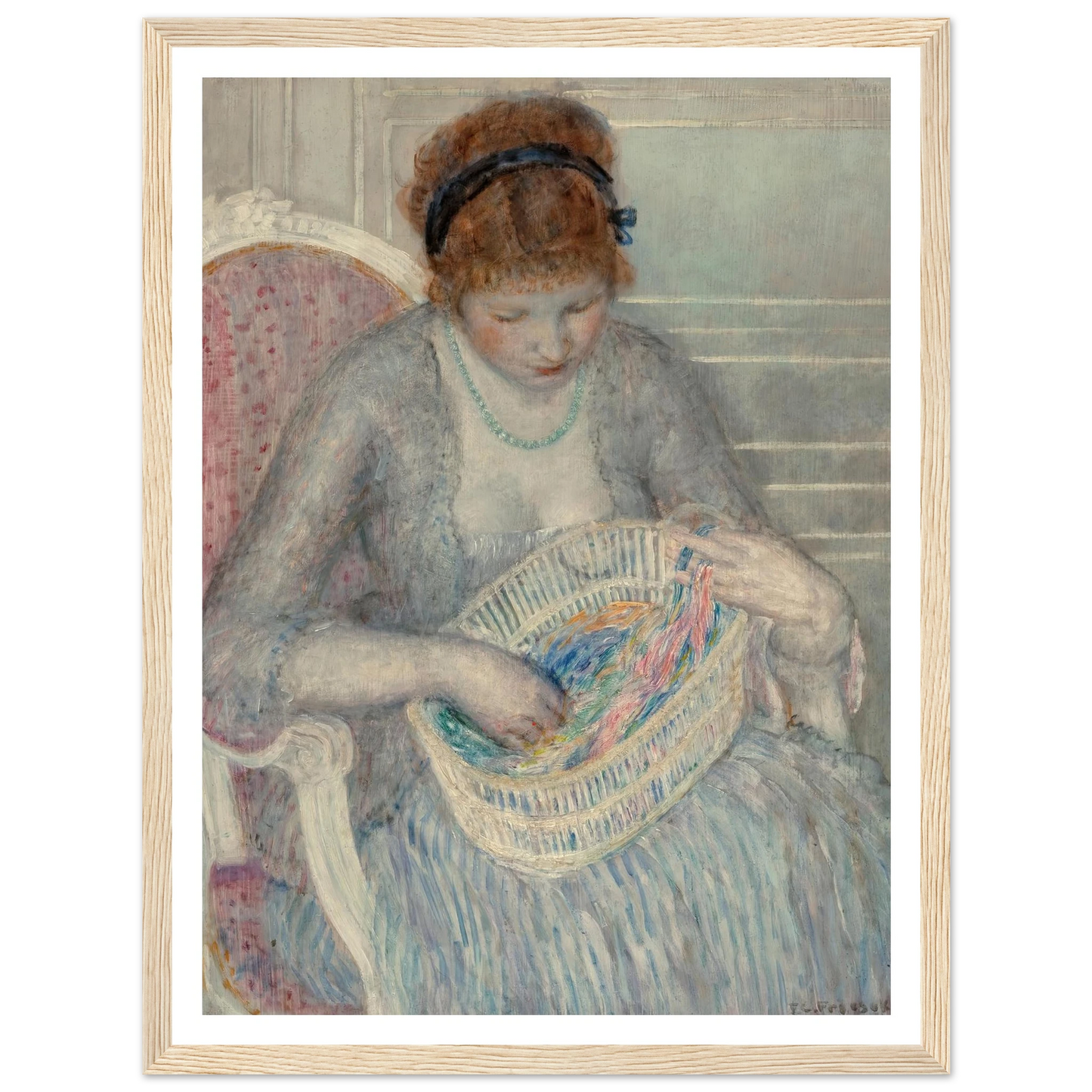 Girl with a Basket of Ribbons (1915) Art Print | Frederick Carl Frieseke-Quipham Collections