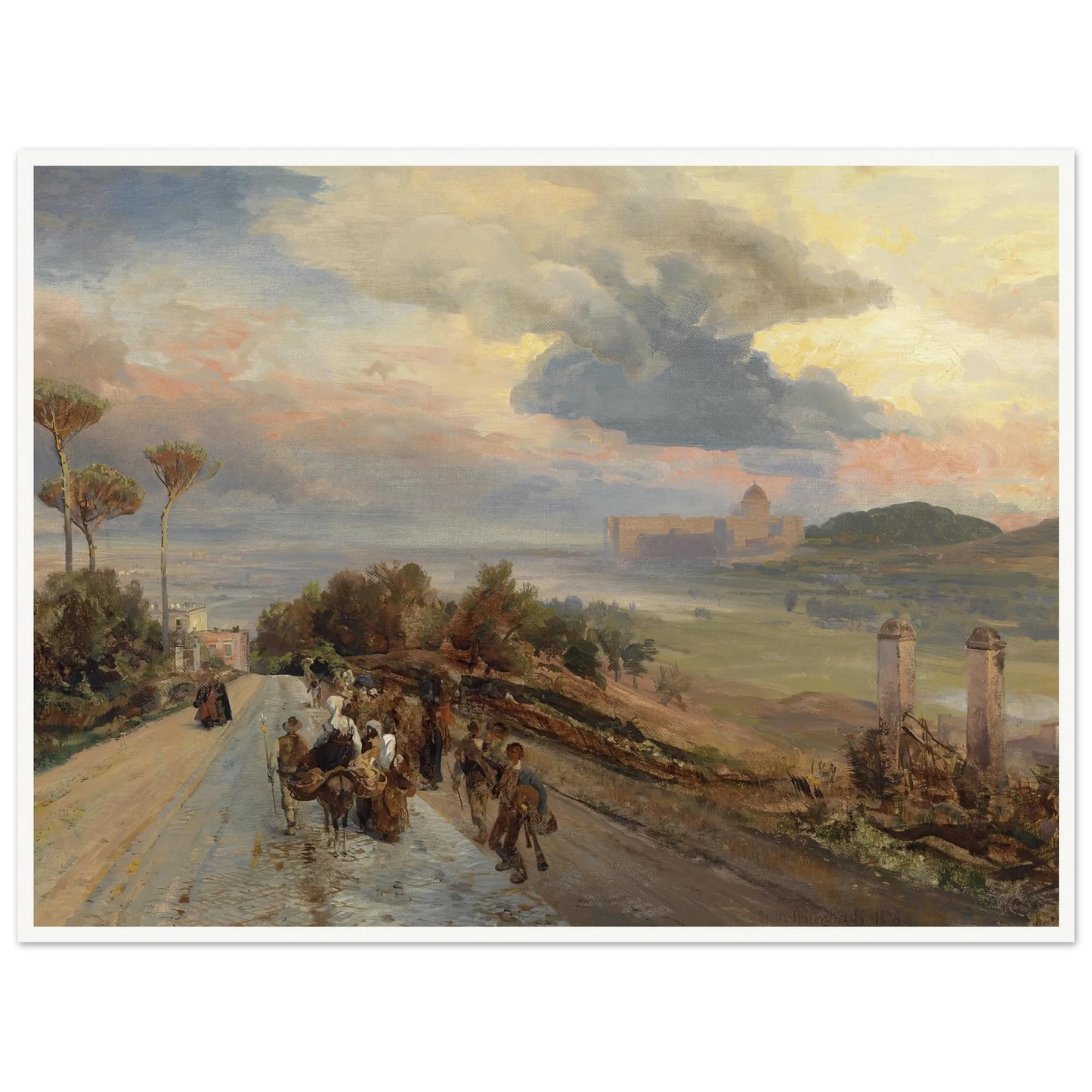 Via Cassia bei Rom (1878) Art Print | Oswald Achenbach-Quipham Collections