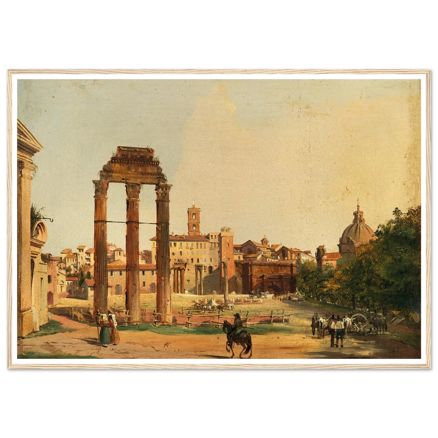 Rome, a View of the Roman Forum with the Temple of Castor and Pollux (1843) Art Print | Ippolito Caffi-Quipham Collections