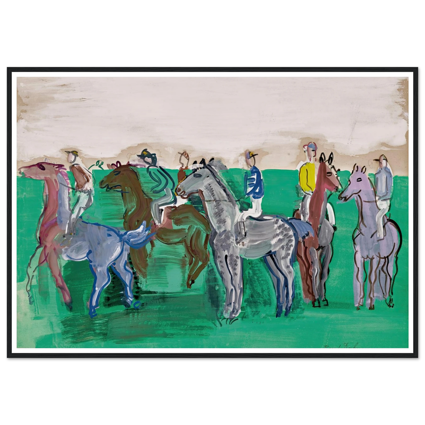 Jockeys et chevaux avant le départ (circa 1930) Art Print | Raoul Dufy-Quipham Collections