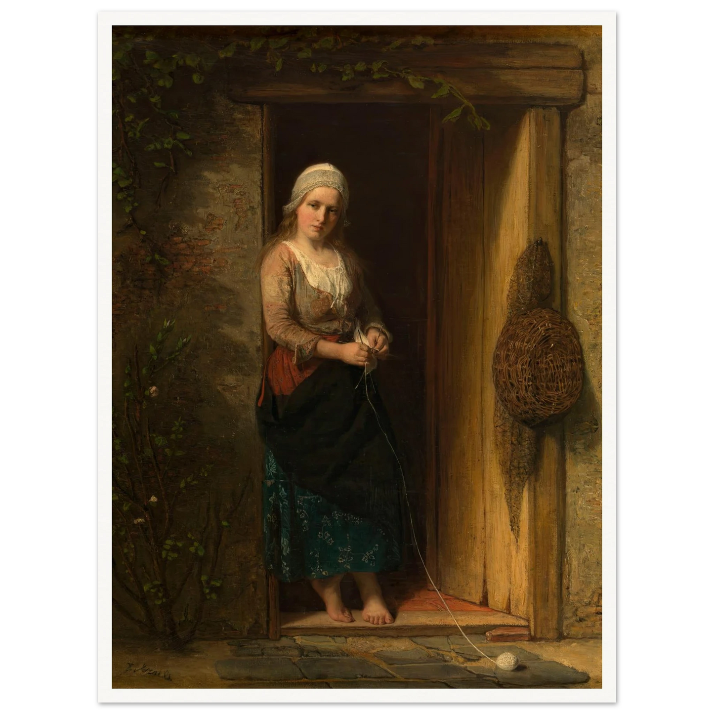 Ida, the Fisherman’s Daughter at the Doorway (1851) Art Print | Jozef Israels-Quipham Collections