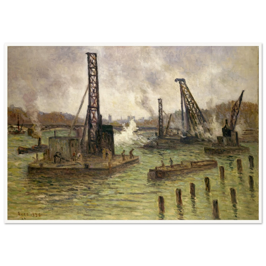 Travaux sur la Seine, au pont des Saints-Pères (1936) Art Print | Maximilien Luce-Quipham Collections