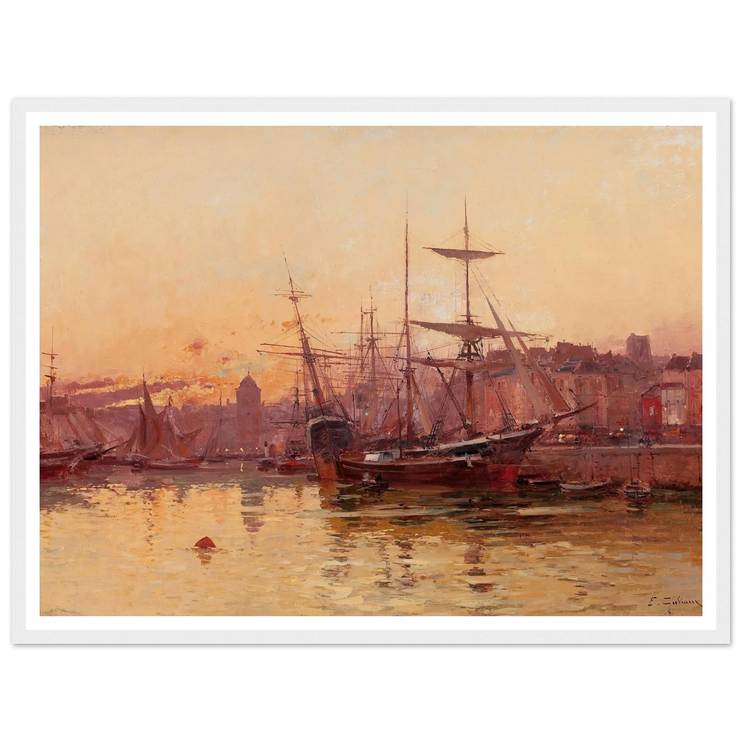 Voiliers à quai en Normandie Art Print | Eugene Galien Laloue-Quipham Collections