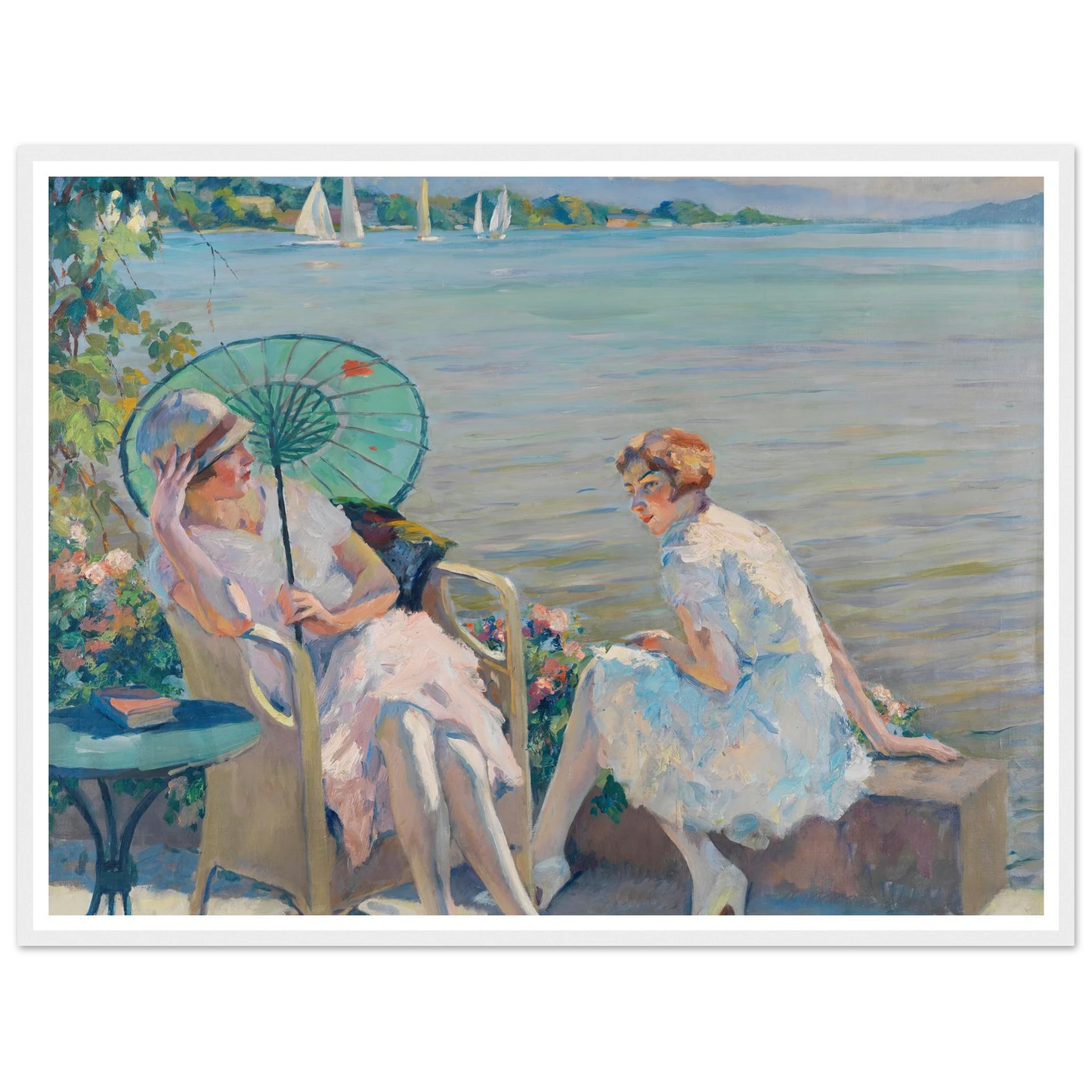 Summer afternoon at the lake (1920) Art Print | Edward Cucue-Quipham Collections