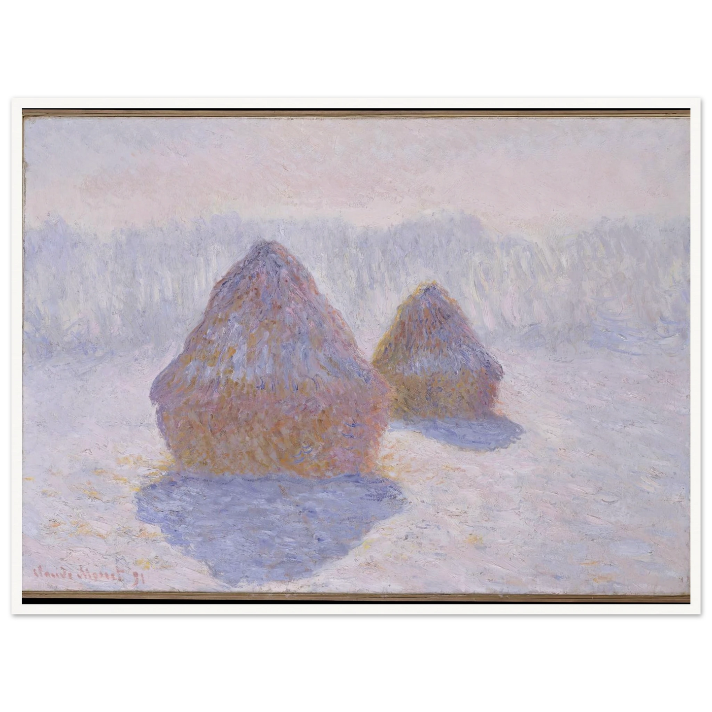 Haystacks (Effect of Snow and Sun) (1891) Art Print | Claude Monet-Quipham Collections