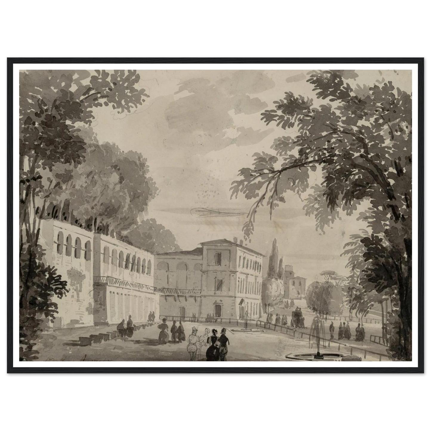 Veduta of the Aqueduct and Aranciera of the Villa Borghese, Rome Art Print | Ippolito Caffi-Quipham Collections