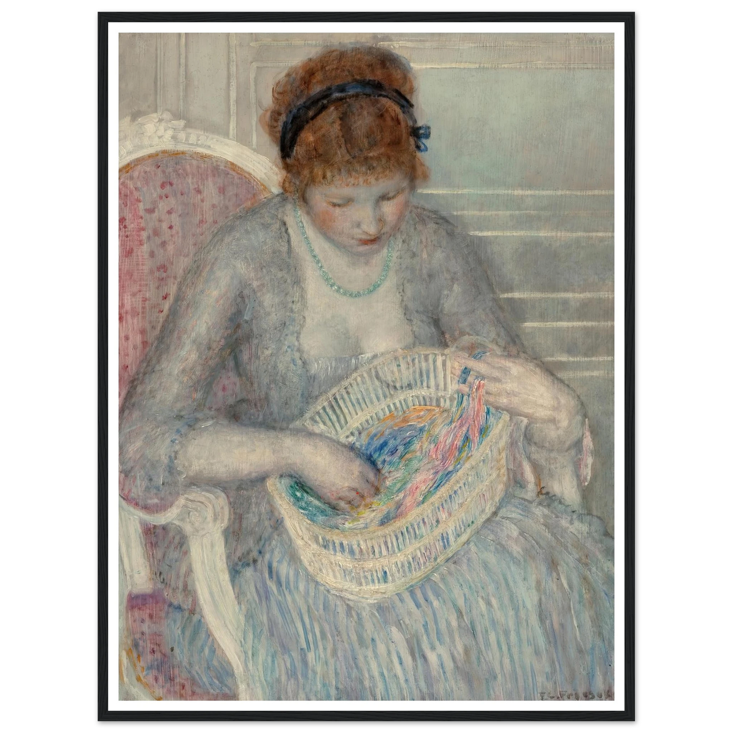 Girl with a Basket of Ribbons (1915) Art Print | Frederick Carl Frieseke-Quipham Collections
