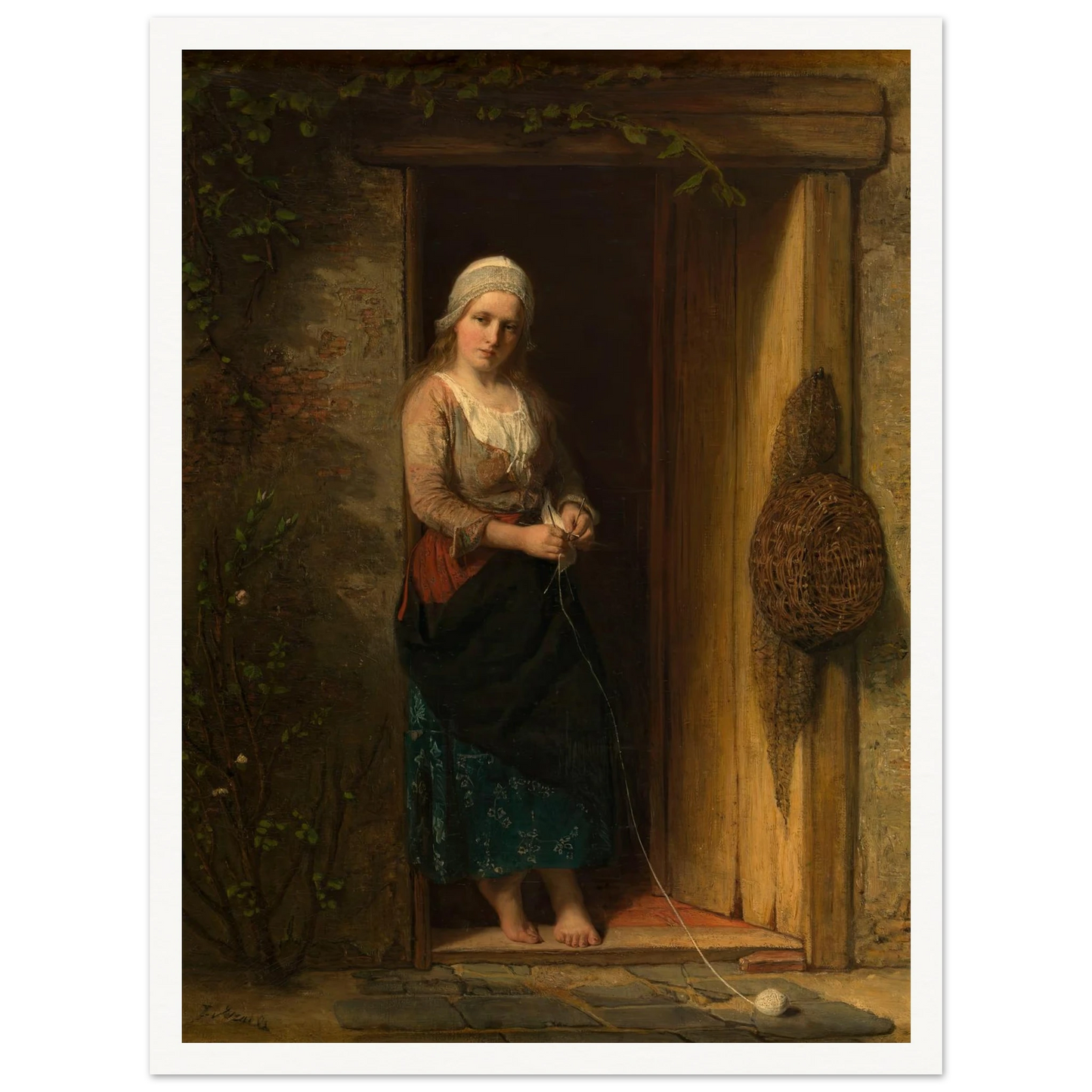 Ida, the Fisherman’s Daughter at the Doorway (1851) Art Print | Jozef Israels-Quipham Collections