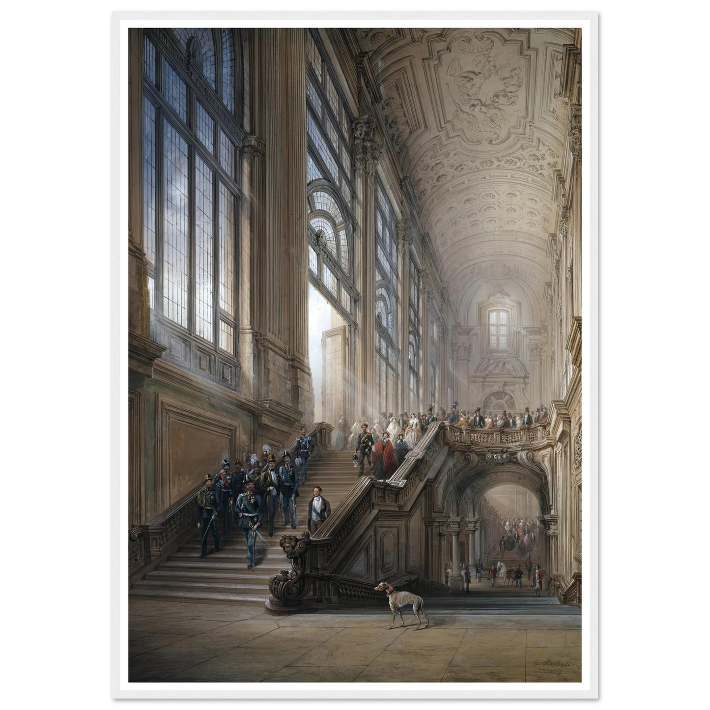 King Victor Emanuel II and Camillo Cavour at the opening of the’ Senato Subalpino’ (1853) Art Print | Carlo Bossoli-Quipham Collections