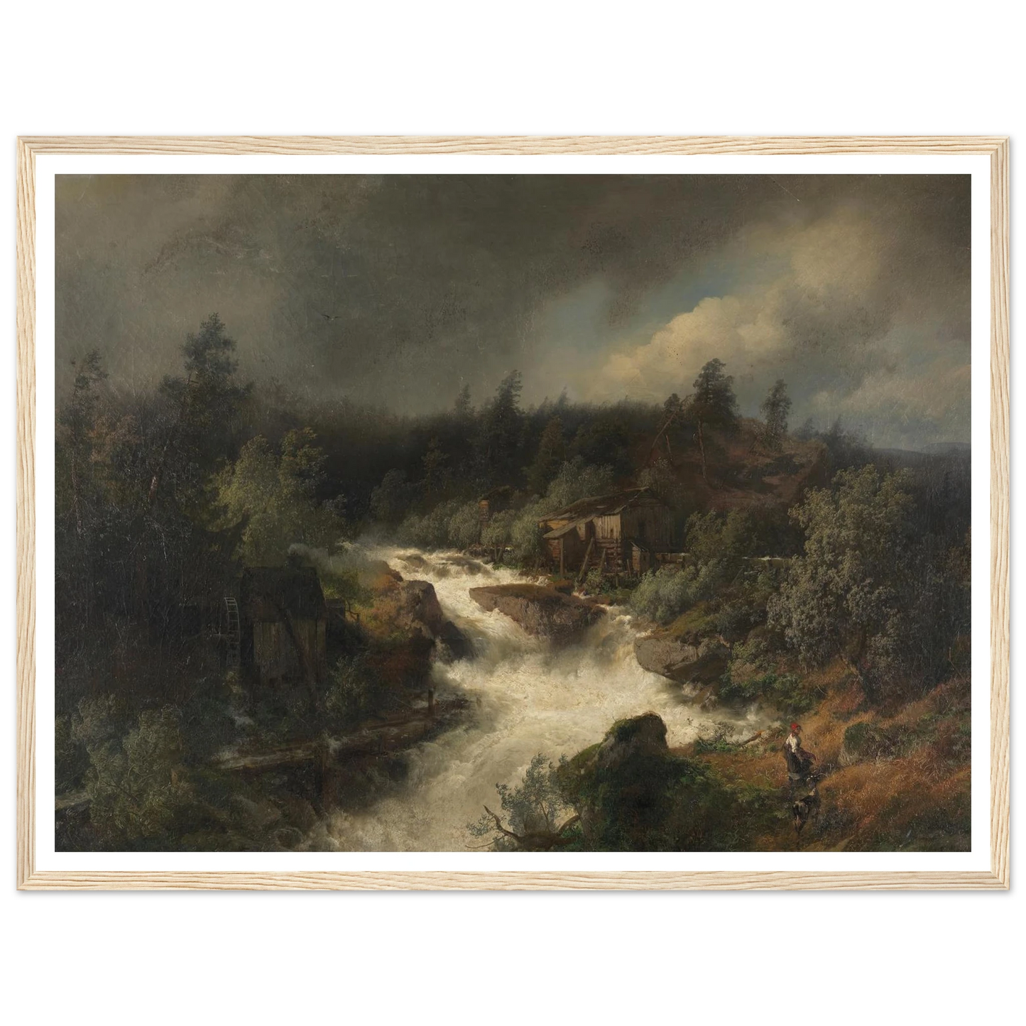 Wassermühle am tosenden Gebirgsbach (1870) Art Print | Hermann Ottomar Herzog-Quipham Collections