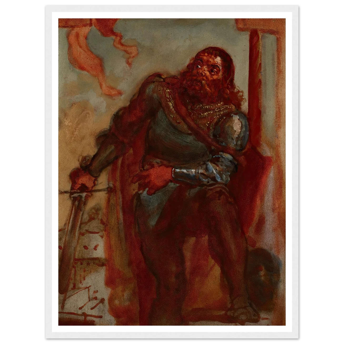 Sketch for the painting ‘Wacław Wilczek during the defence of the Benedictine monastery in Trzebice in Moravia in 1468 against Maciej Korwin’ (1876) Art Print | Jan Matejko-Quipham Collections