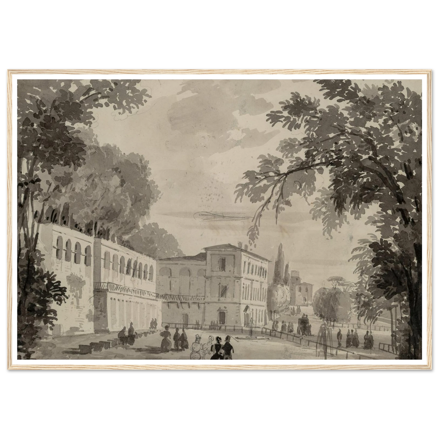 Veduta of the Aqueduct and Aranciera of the Villa Borghese, Rome Art Print | Ippolito Caffi-Quipham Collections