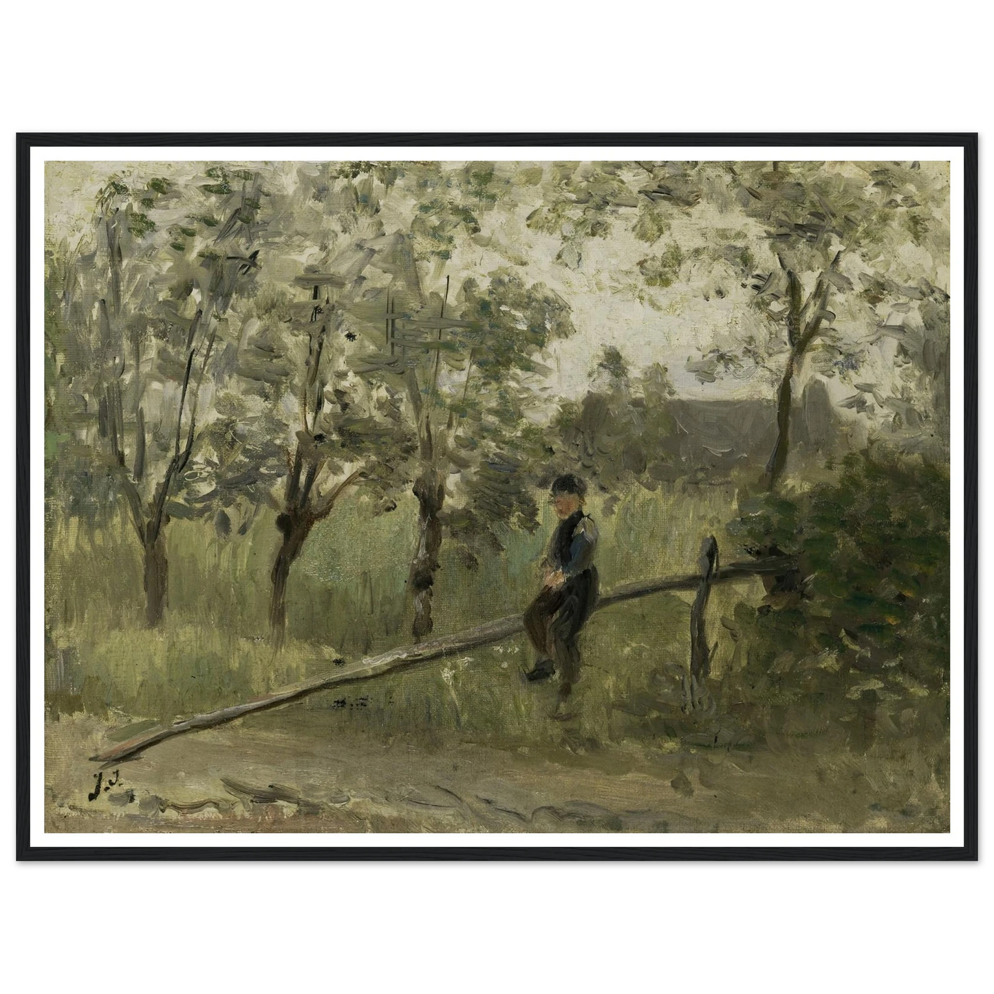 Country Boy on a Pole Barrier (1900 - 1911) Art Print | Jozef Israels-Quipham Collections