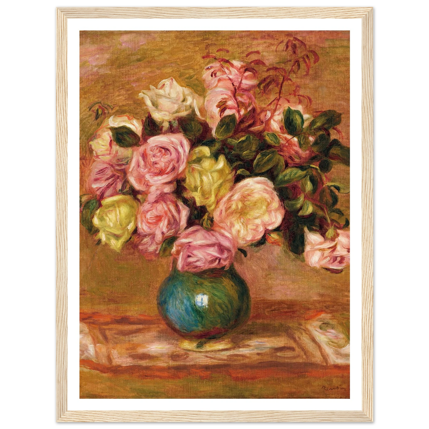 Bouquet de roses dans un vase (1906) Art Print | Pierre Auguste Renoir-Quipham Collections