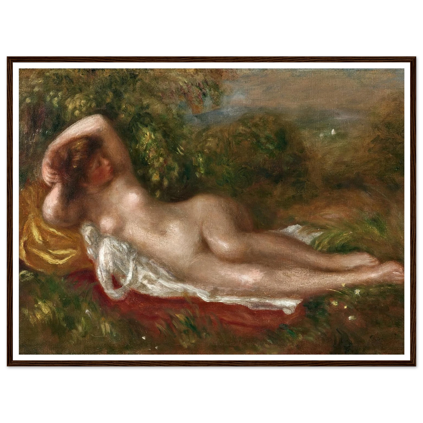 Jeune femme nue couchée dans l’herbe (circa 1900) Art Print | Pierre Auguste Renoir-Quipham Collections