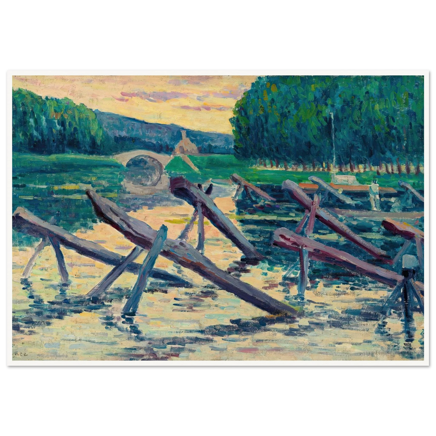 Les chevalets sur la Cure (circa 1908) Art Print | Maximilien Luce-Quipham Collections