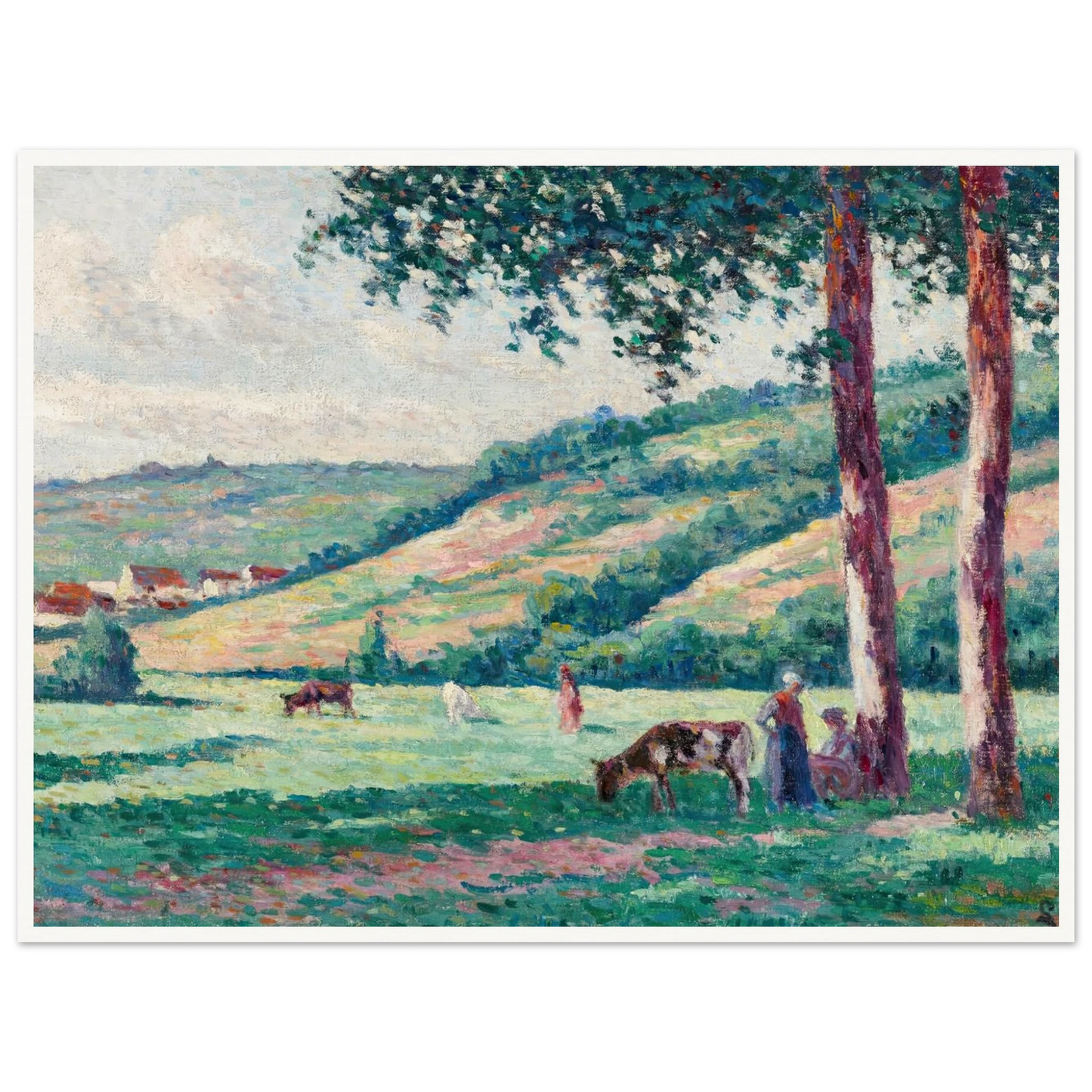 Paysage aux bergères et vachers (circa 1900) Art Print | Maximilien Luce-Quipham Collections