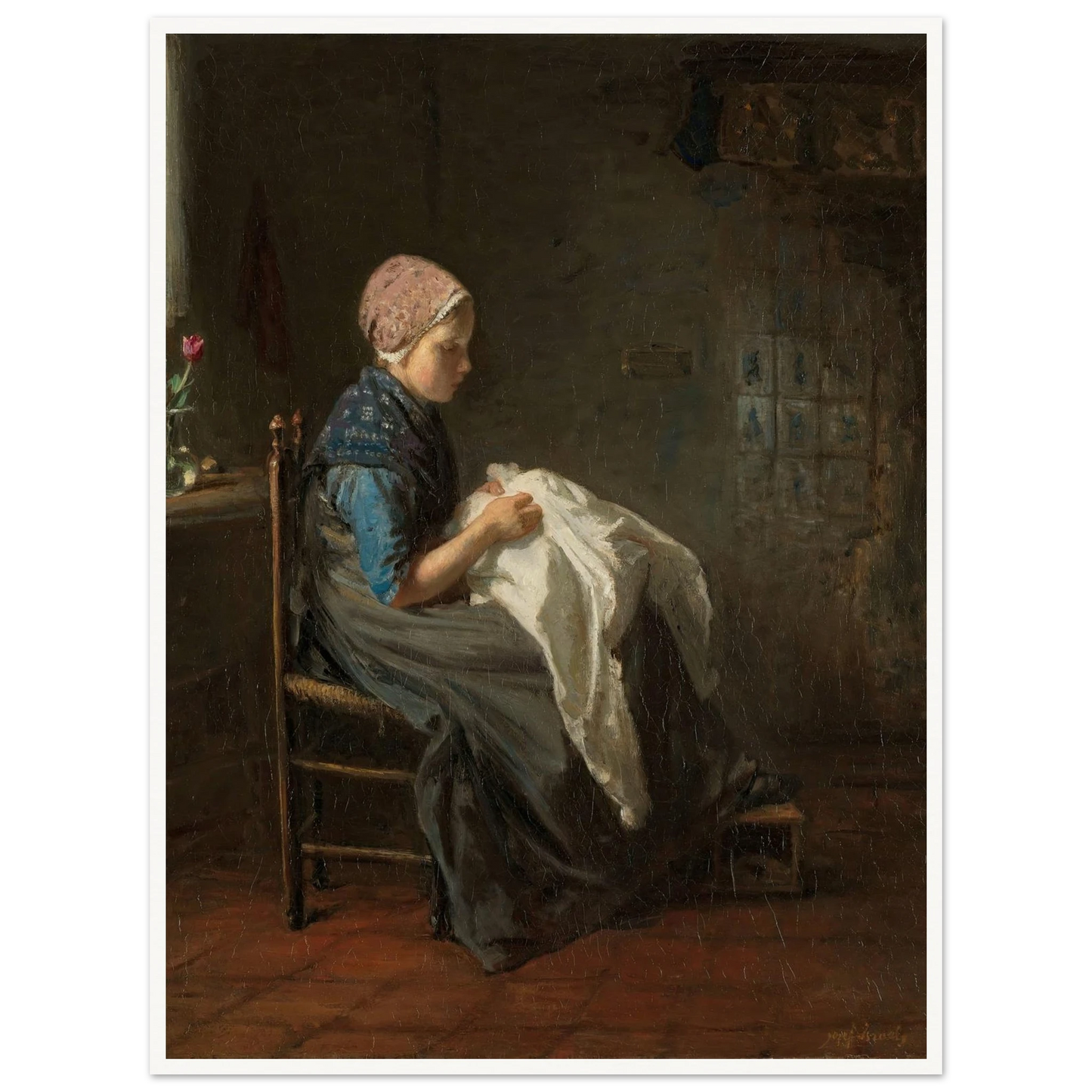 ‘The Little Seamstress’ (1850 - 1888) Art Print | Jozef Israels-Quipham Collections