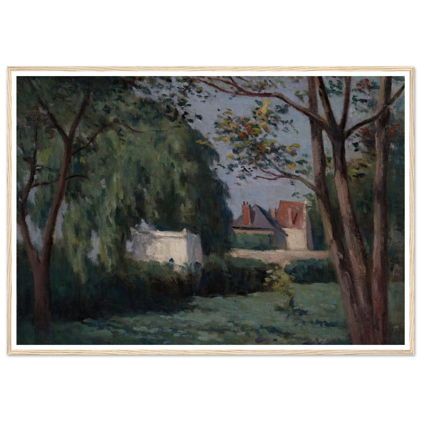 Country Scene with Three Houses and Trees (ca. 1900) Art Print | Maximilien Luce-Quipham Collections
