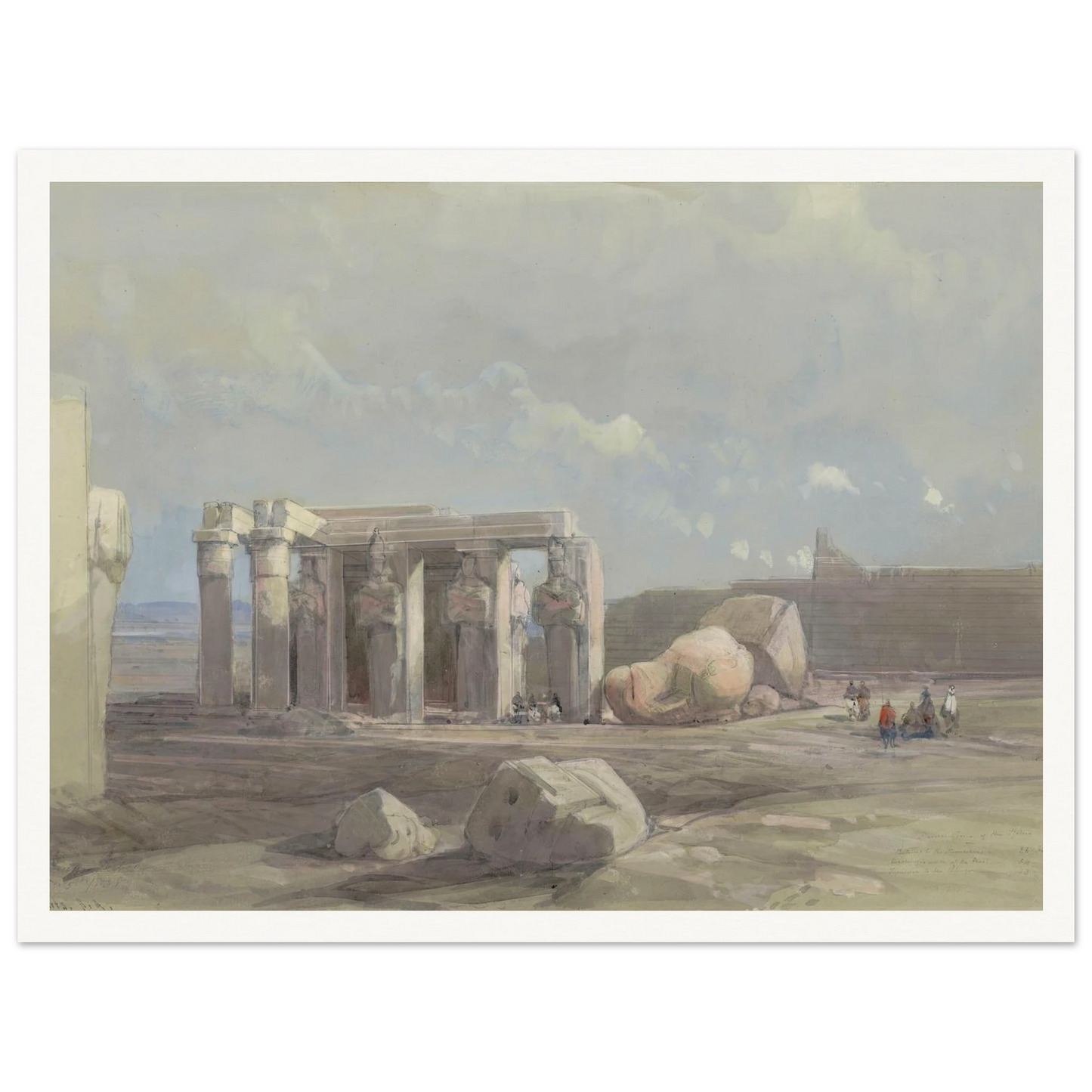 Fragments of a Colossal statue at the Memnonium, Thebes (1838) Art Print | David Roberts-Quipham Collections