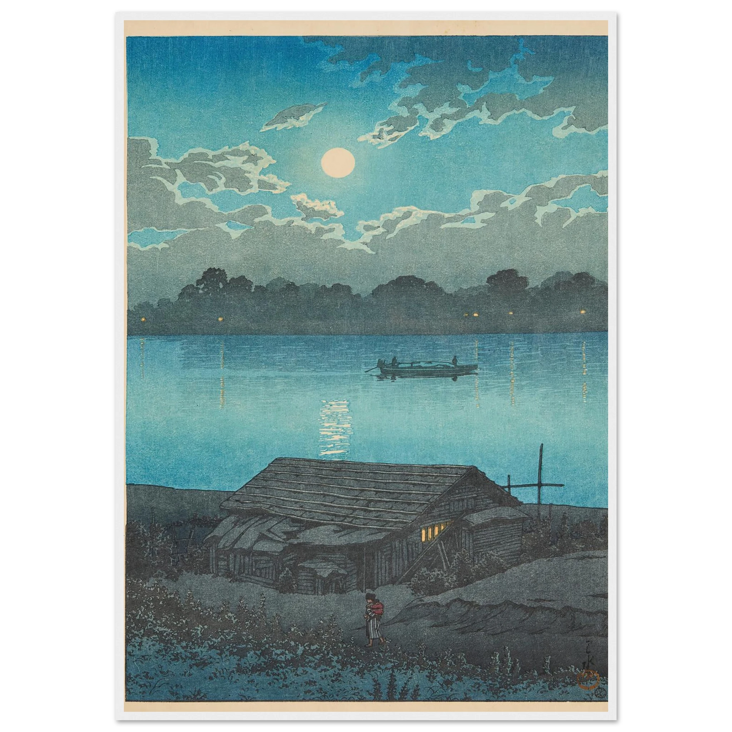 Arakawa no tsuki, Akabane (Moon on the Arakawa River in Akabane) (1929) Art Print | Kawase Hasui-Quipham Collections