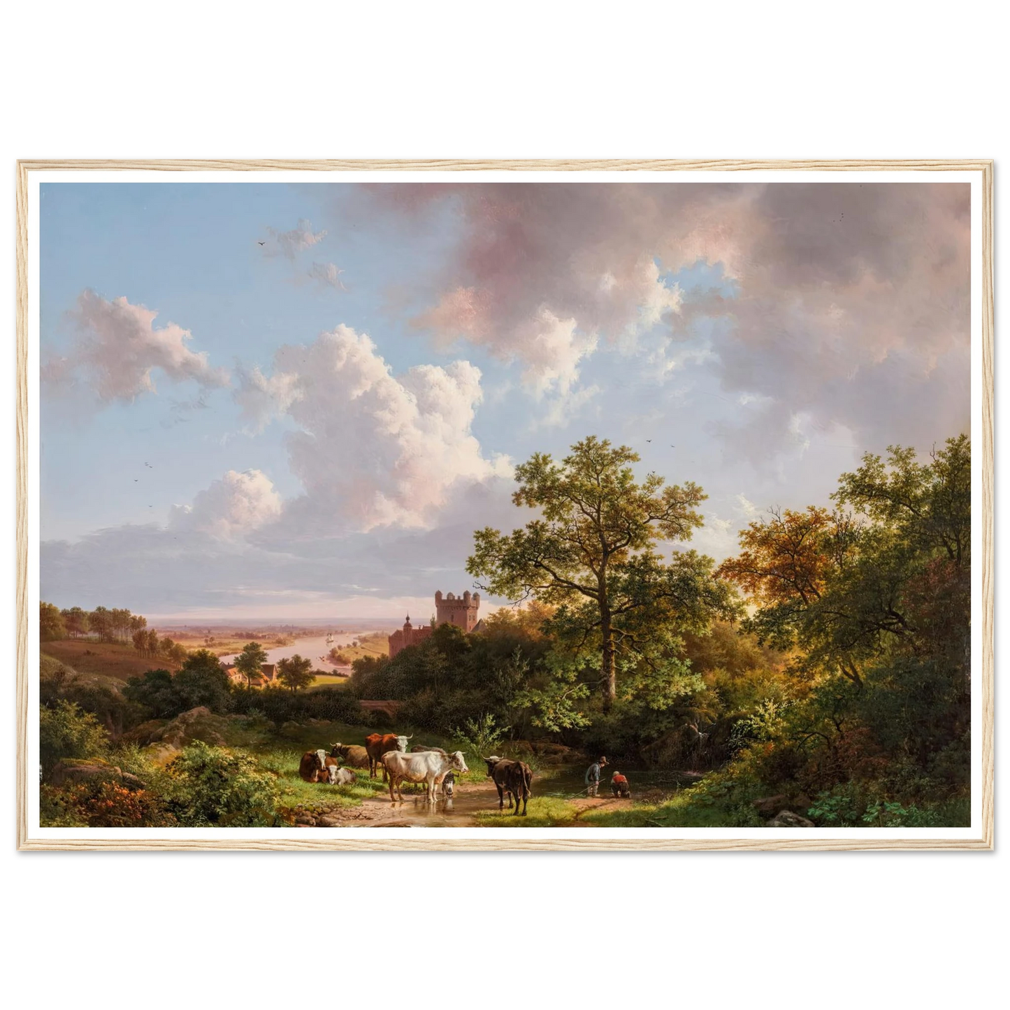A panoramic landscape with a view on the Middle-Rhine with a castle (1841) Art Print | Barend Cornelis Koekkoek-Quipham Collections