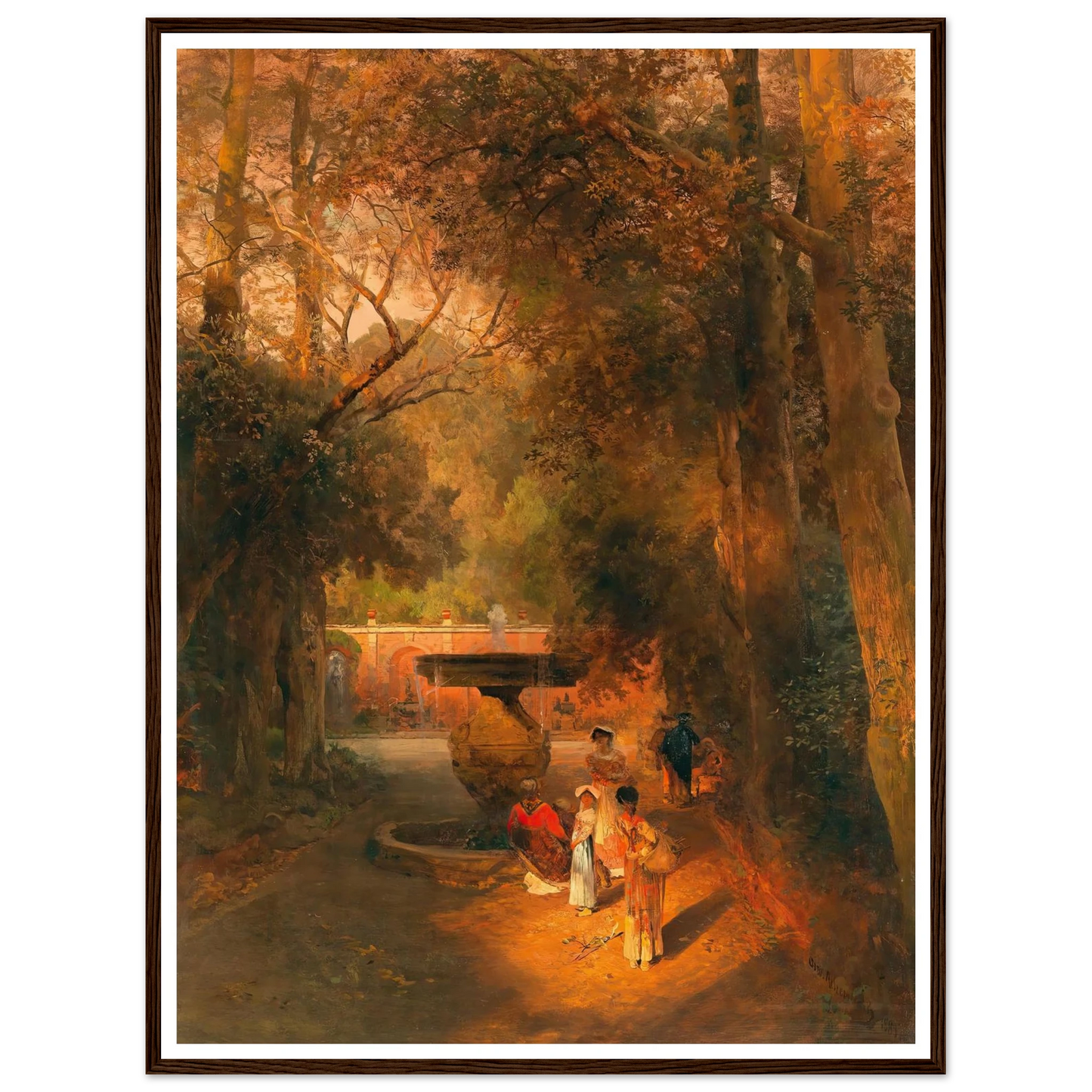 In the park by the fountain of Villa Torlonia in Frascati, near Rome Art Print | Oswald Achenbach-Quipham Collections