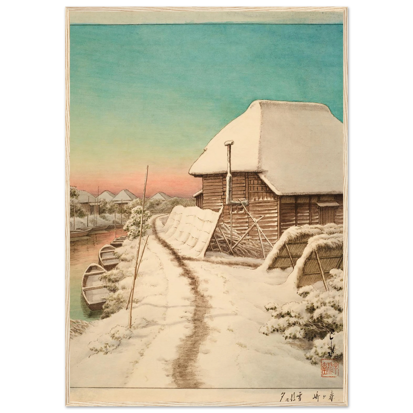 Morigasaki setsugo no yu (Evening after snow at Morigasaki) Art Print | Kawase Hasui-Quipham Collections