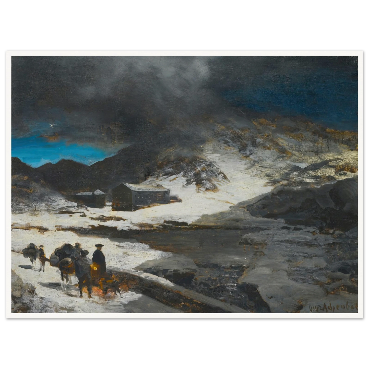 The Great St Bernard Inn, In The Alps Art Print | Oswald Achenbach-Quipham Collections