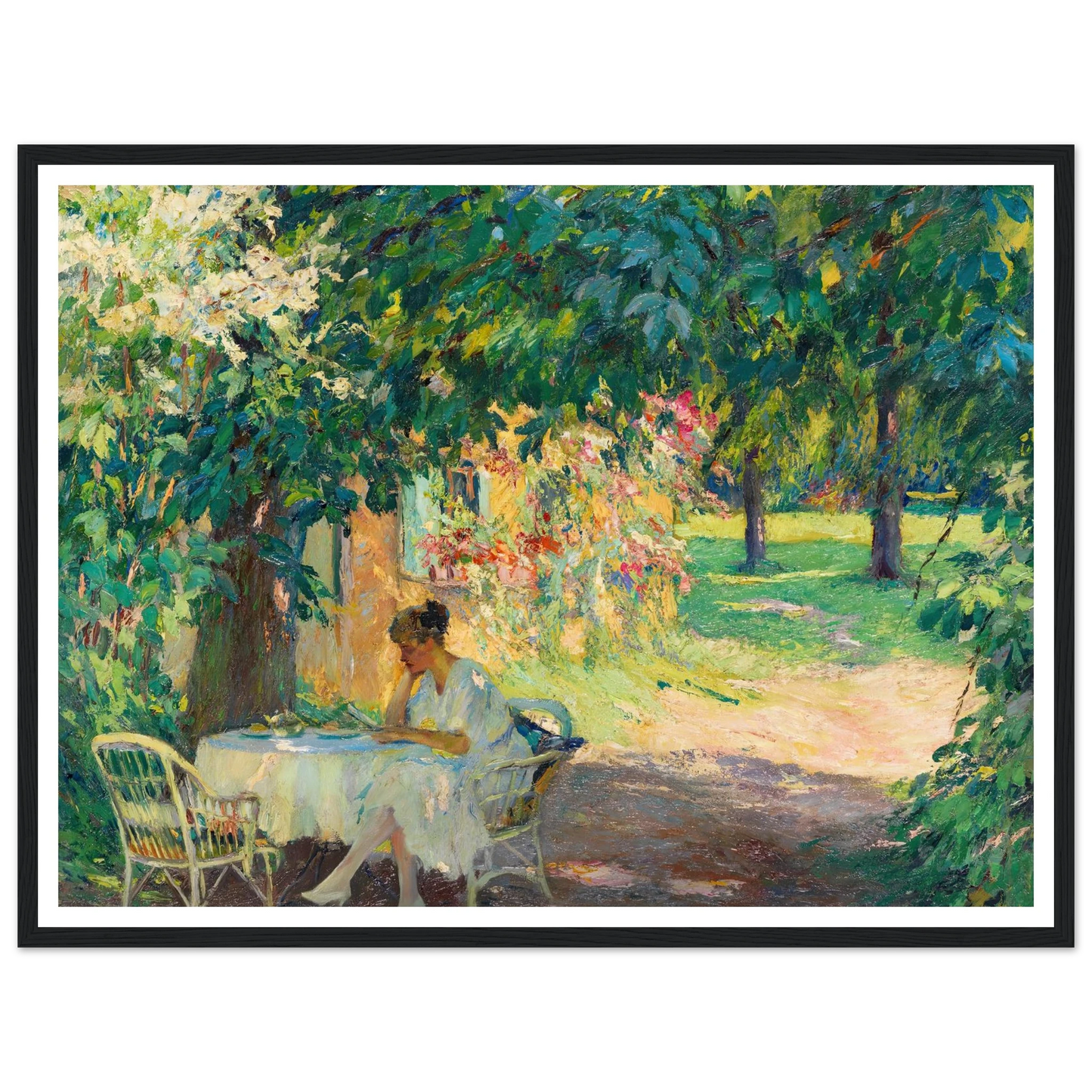 Summer in the garden of the artist’s villa on Lake Starnberg (1920) Art Print | Edward Cucue-Quipham Collections