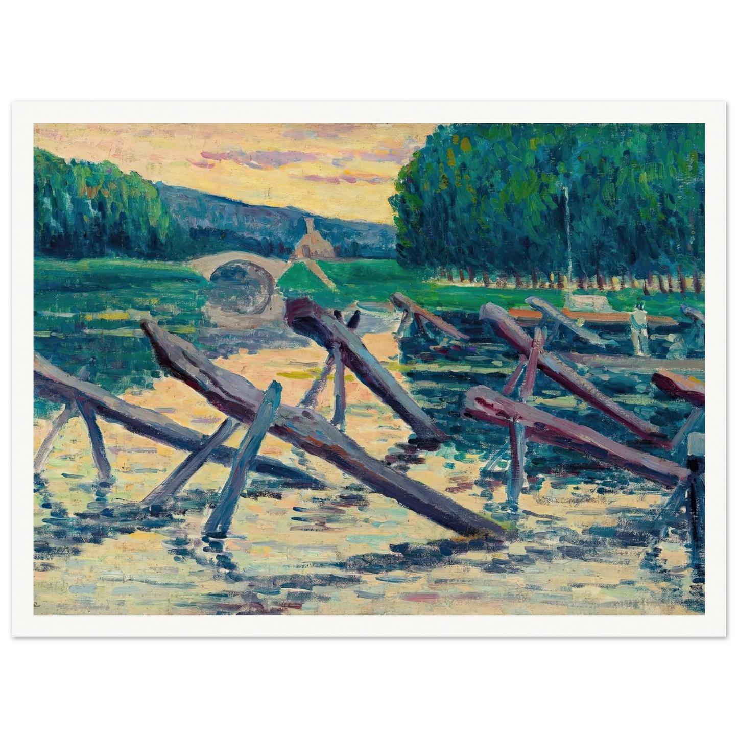 Les chevalets sur la Cure (circa 1908) Art Print | Maximilien Luce-Quipham Collections