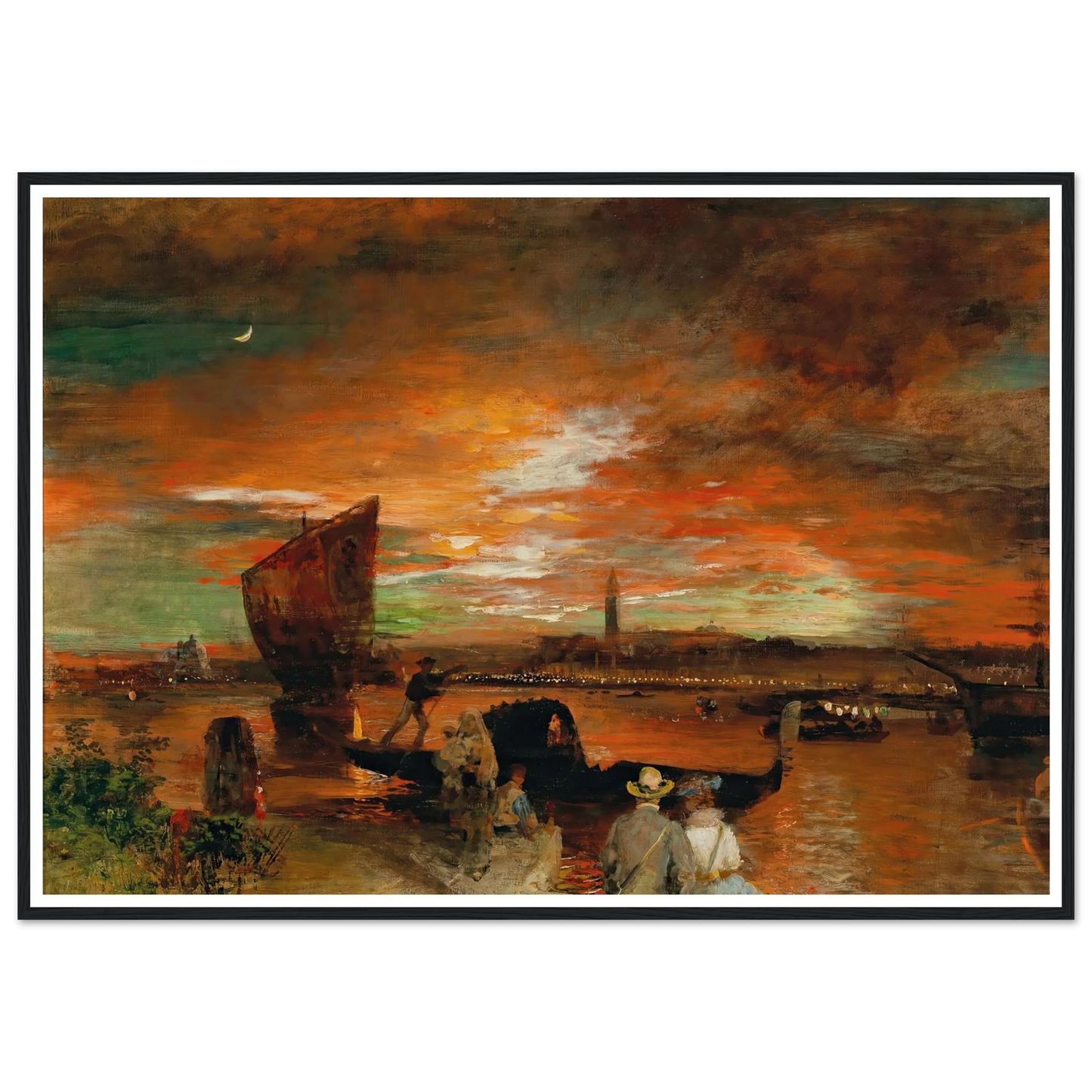 A scene at dusk in Venice (1903) Art Print | Oswald Achenbach-Quipham Collections