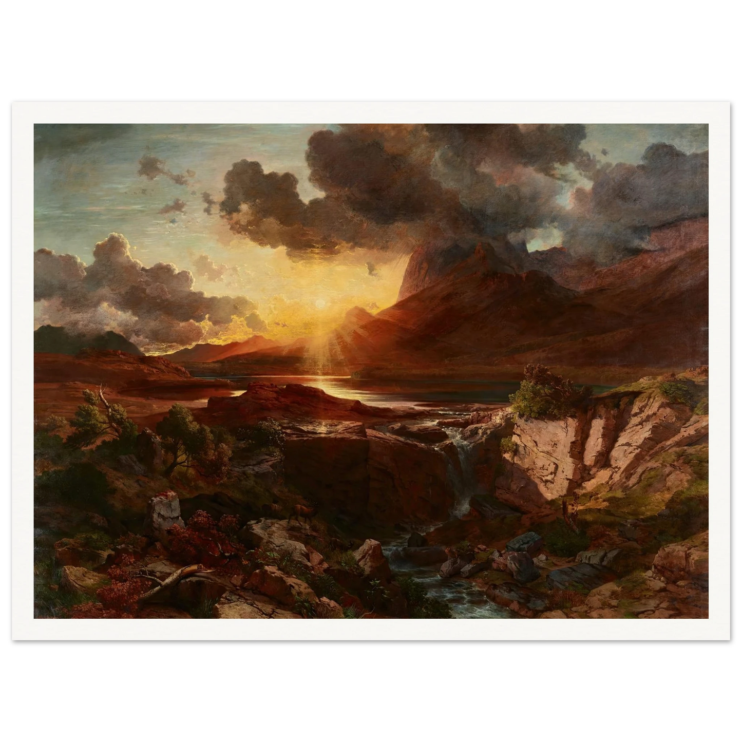 Sonnenuntergang am Hintersee in Berchtesgaden (1858) Art Print | Albert Zimmermann-Quipham Collections