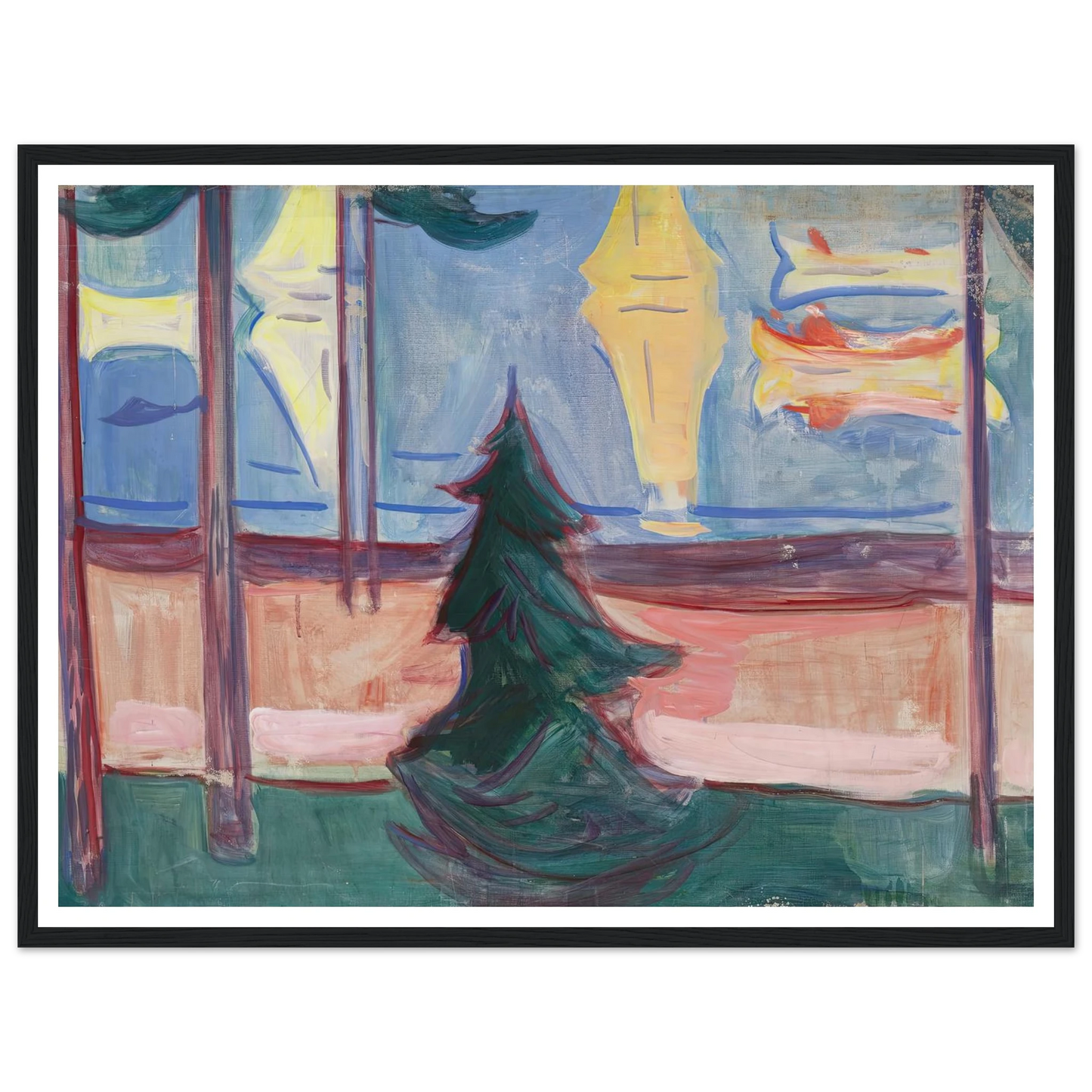 Beach Landscape with Trees and Boats (1905–1906) Art Print | Edvard Munch-Quipham Collections