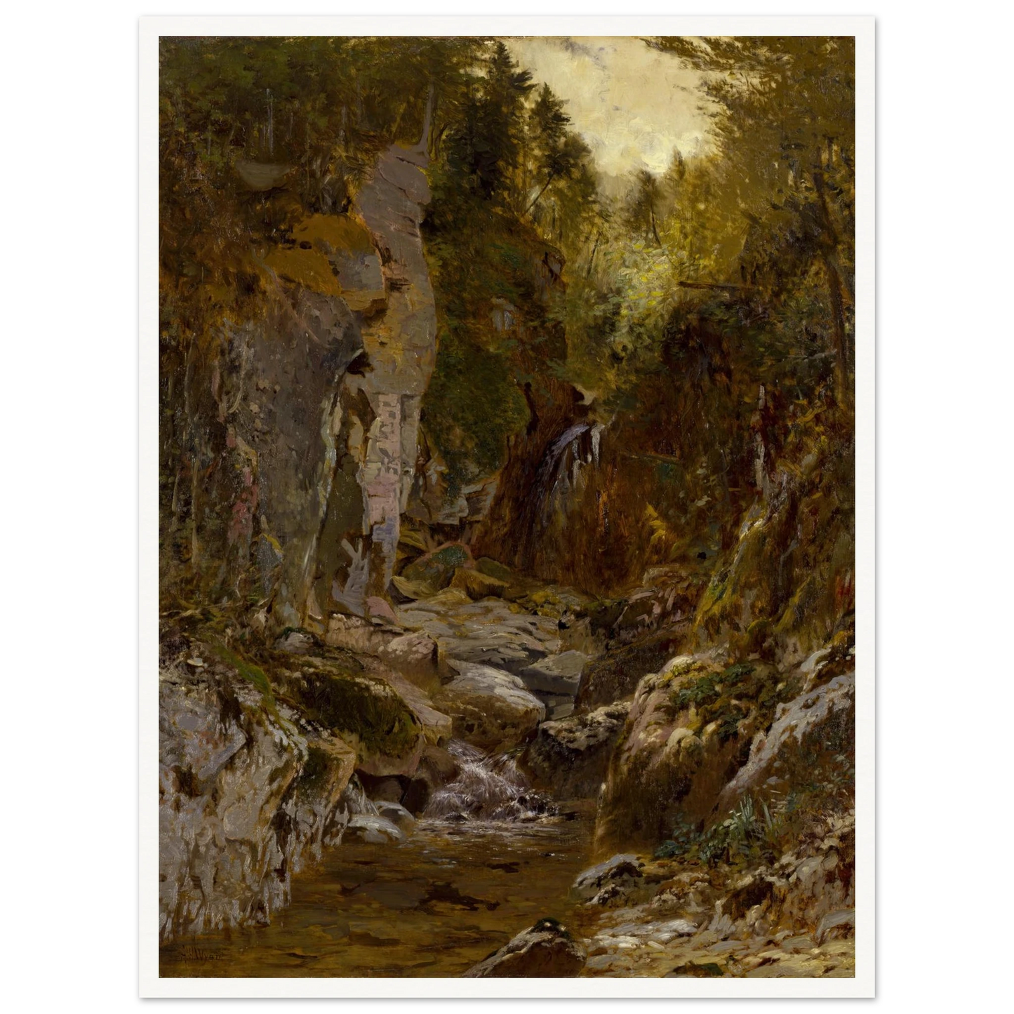 The Flume, Opalescent River, Adirondacks (ca. 1875) Art Print | Alexander Helwig Wyant-Quipham Collections