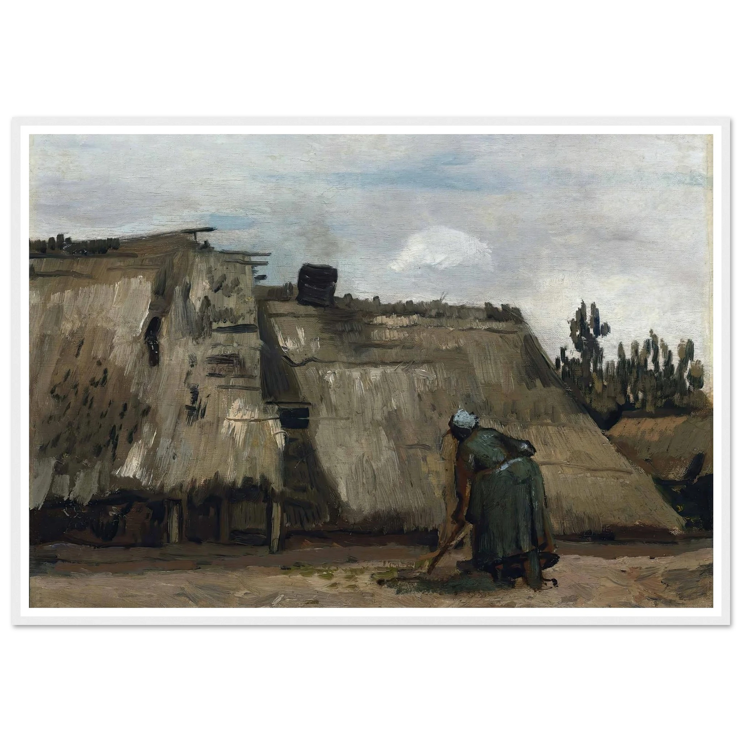 A Peasant Woman Digging in Front of Her Cottage (c. 1885) Art Print | Vincent van Gogh-Quipham Collections