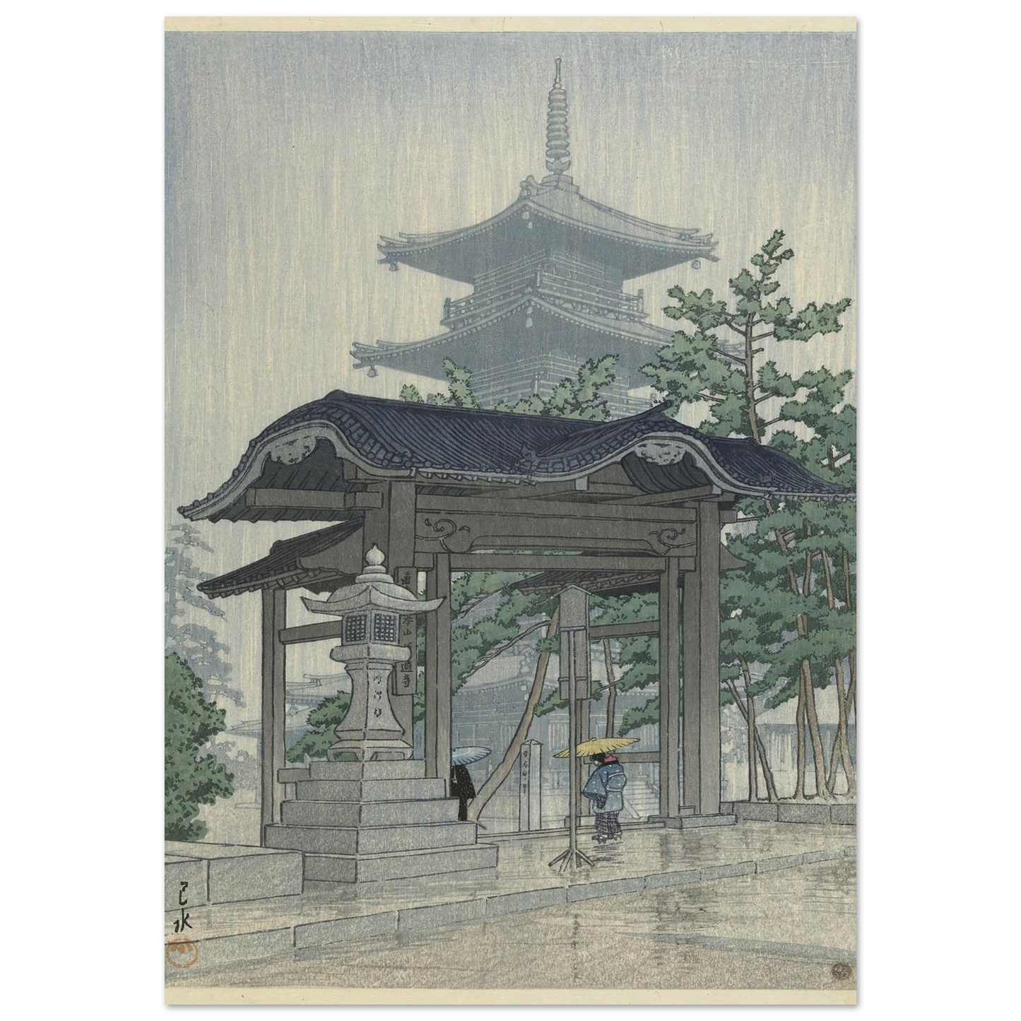 De Zensetsu tempel in Sanshu (1937-03) Art Print | Kawase Hasui-Quipham Collections