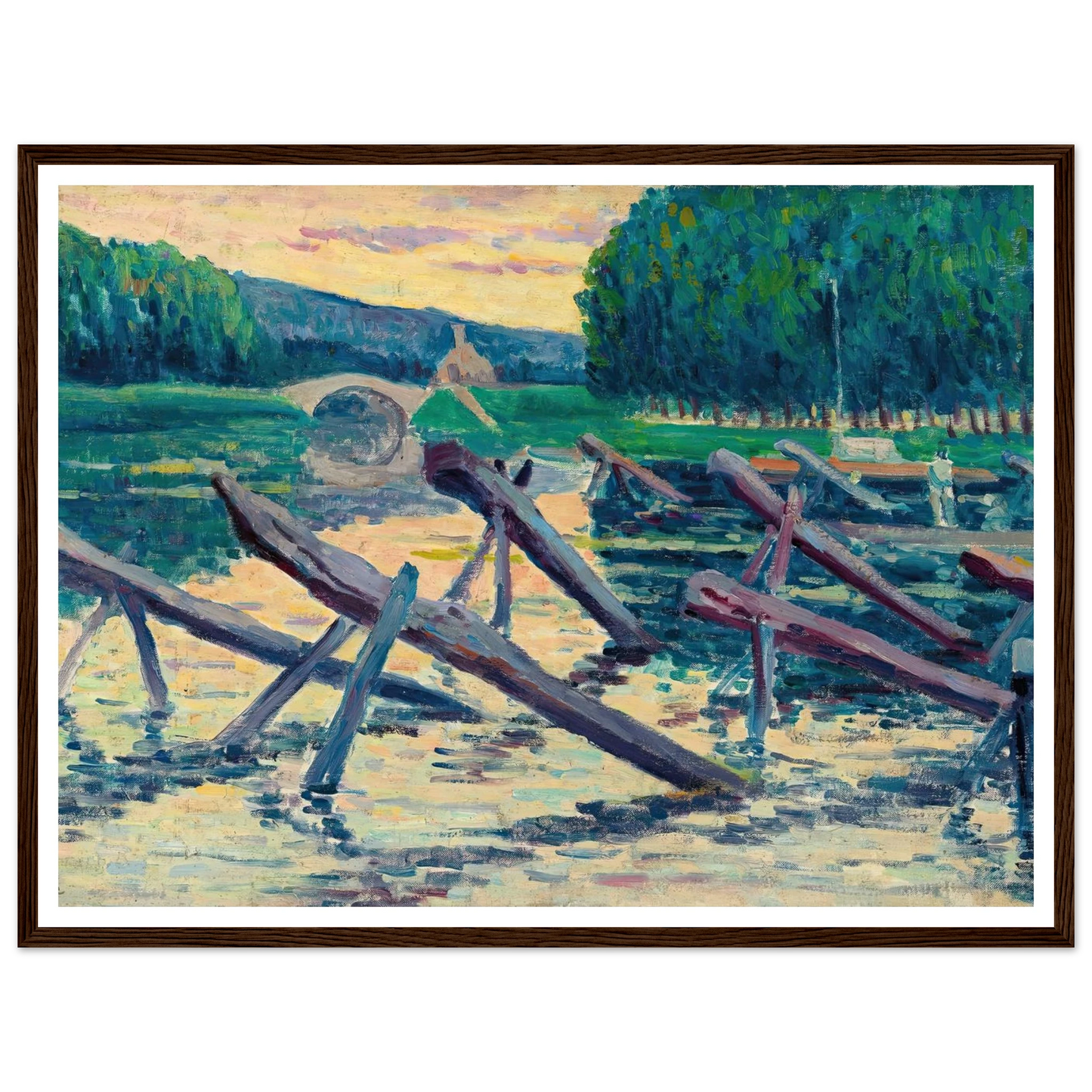 Les chevalets sur la Cure (circa 1908) Art Print | Maximilien Luce-Quipham Collections