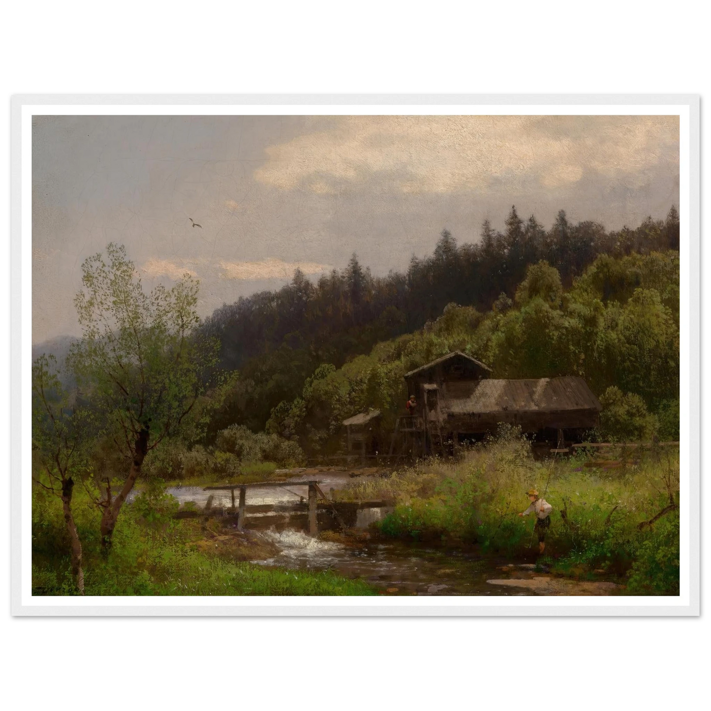 Farm House by the Creek Art Print | Hermann Ottomar Herzog-Quipham Collections