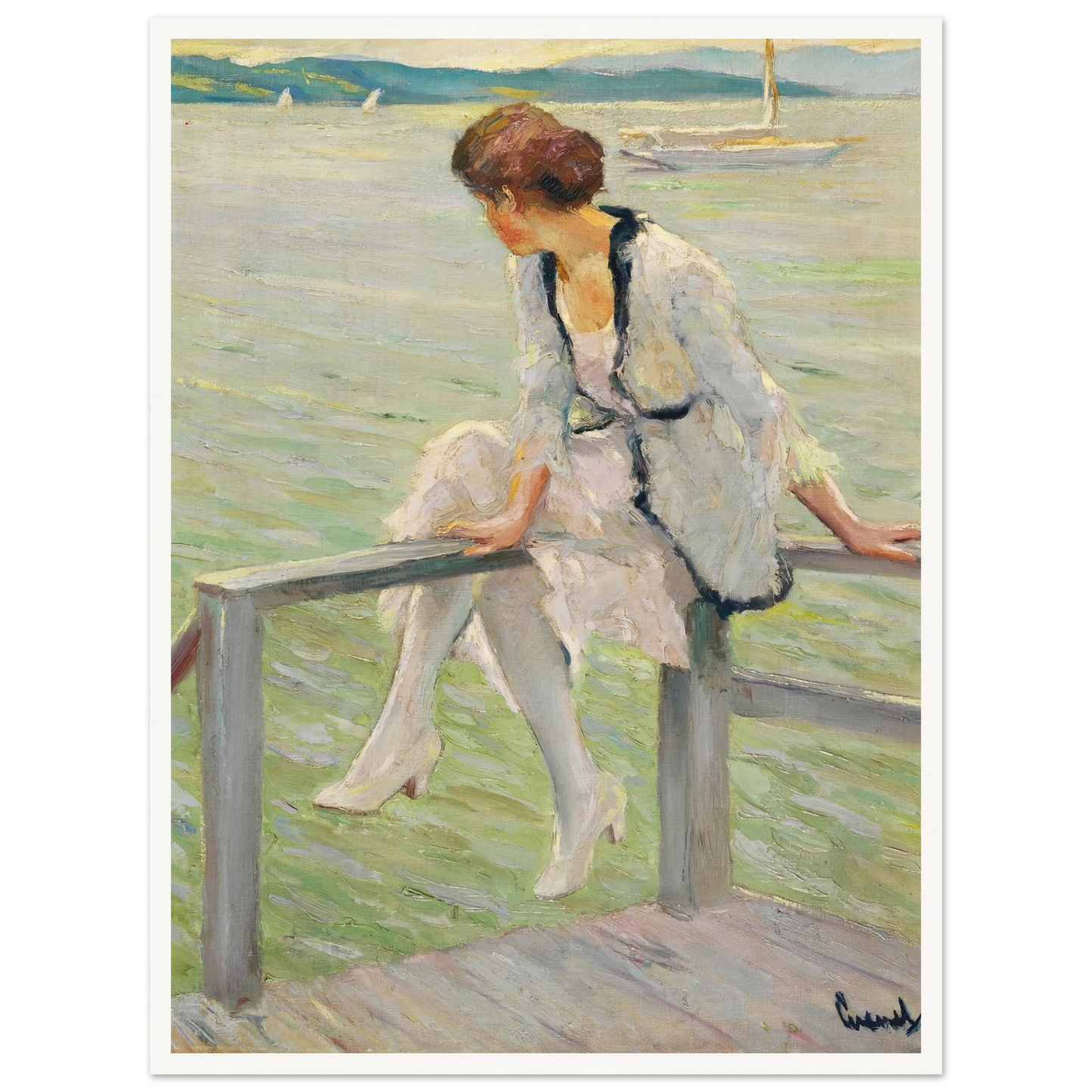 Young woman at Lake Starnberg (1915-1920) Art Print | Edward Cucue-Quipham Collections