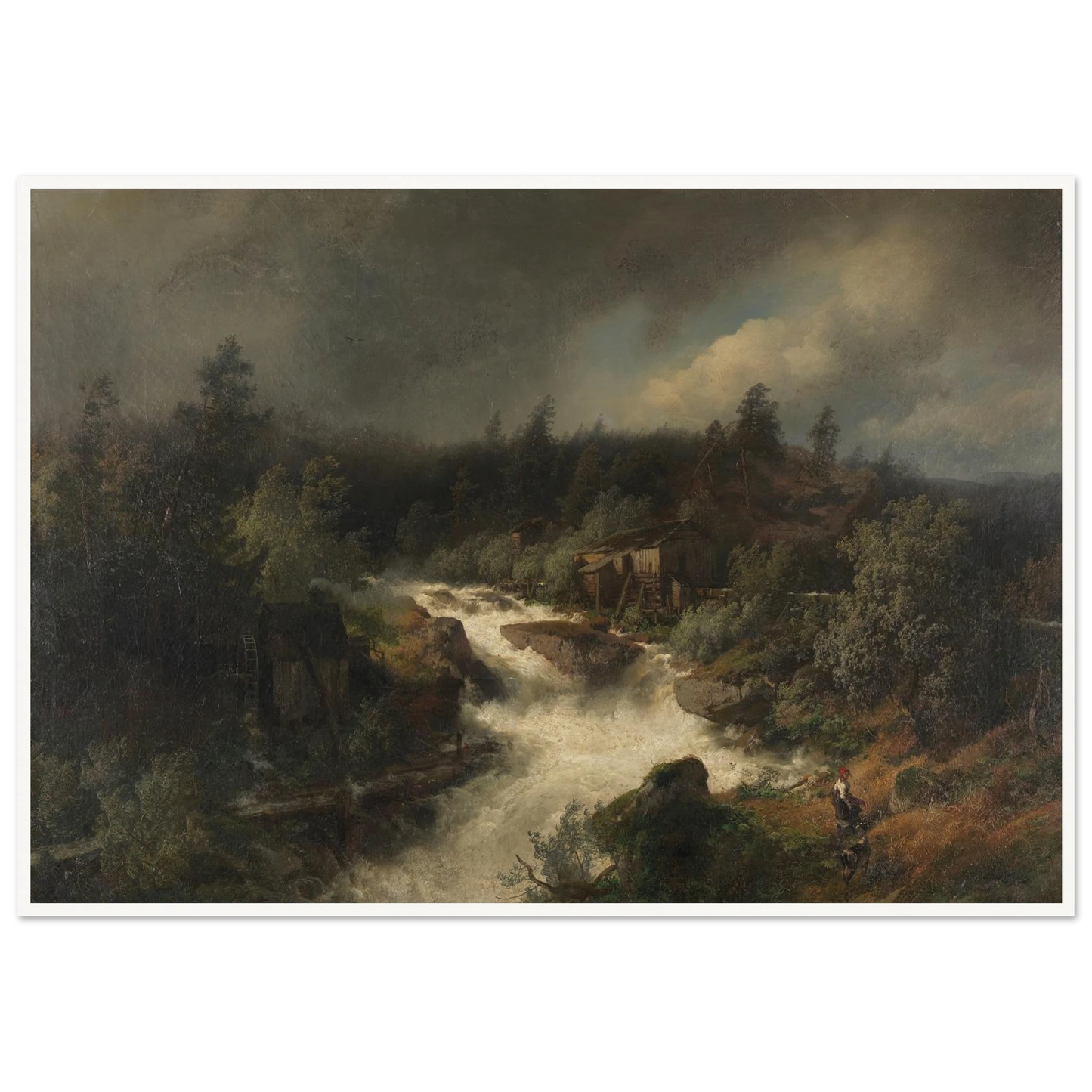 Wassermühle am tosenden Gebirgsbach (1870) Art Print | Hermann Ottomar Herzog-Quipham Collections