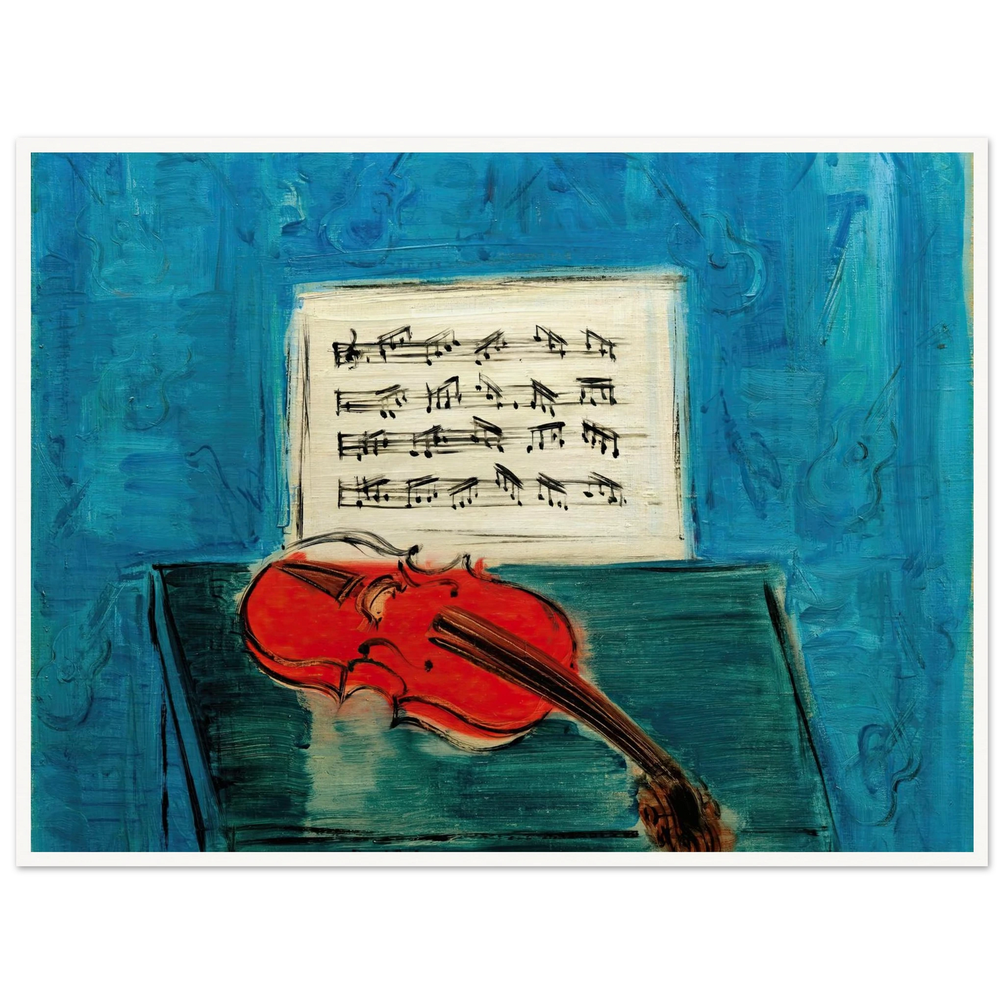 Violon rouge sur fond bleu (1946) Art Print | Raoul Dufy-Quipham Collections