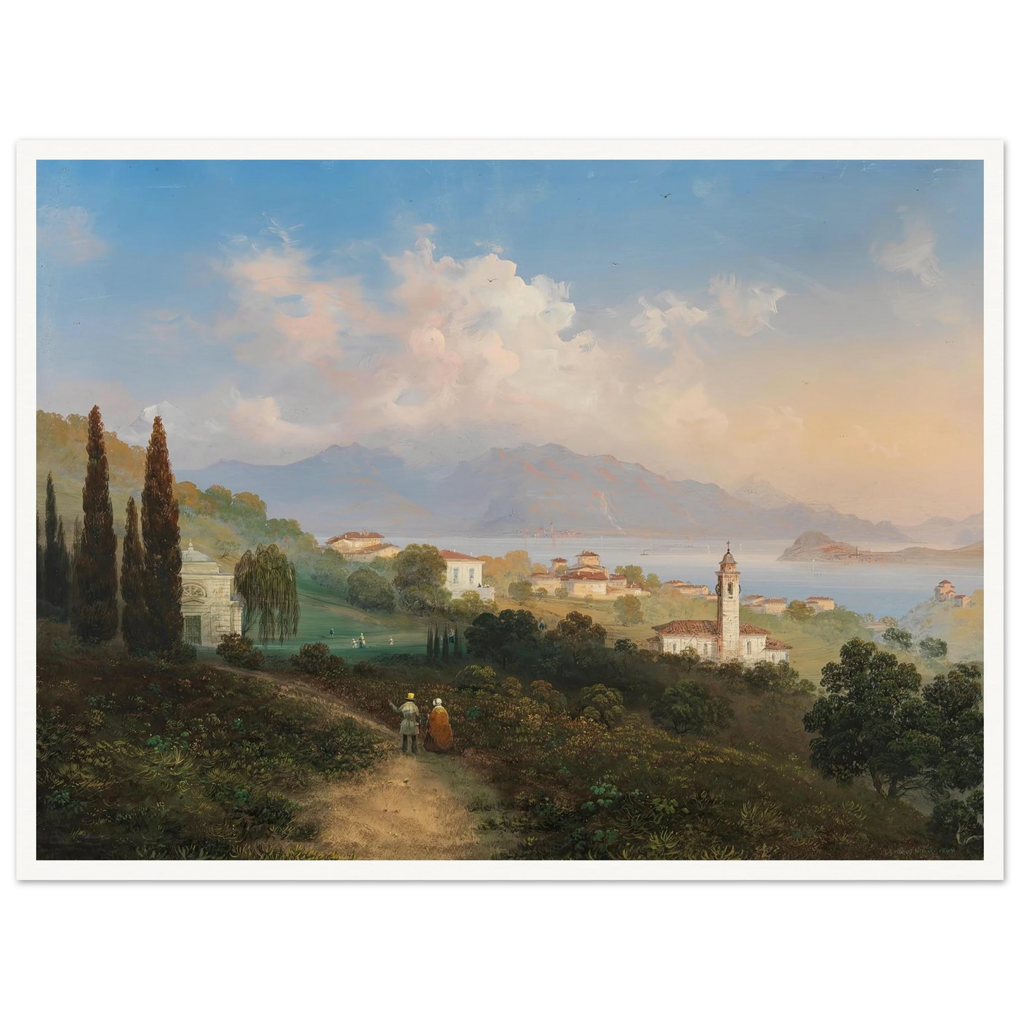 A View of Lake Como and Menaggio, with Punta di Bellagio on the Right (1847) Art Print | Carlo Bossoli-Quipham Collections